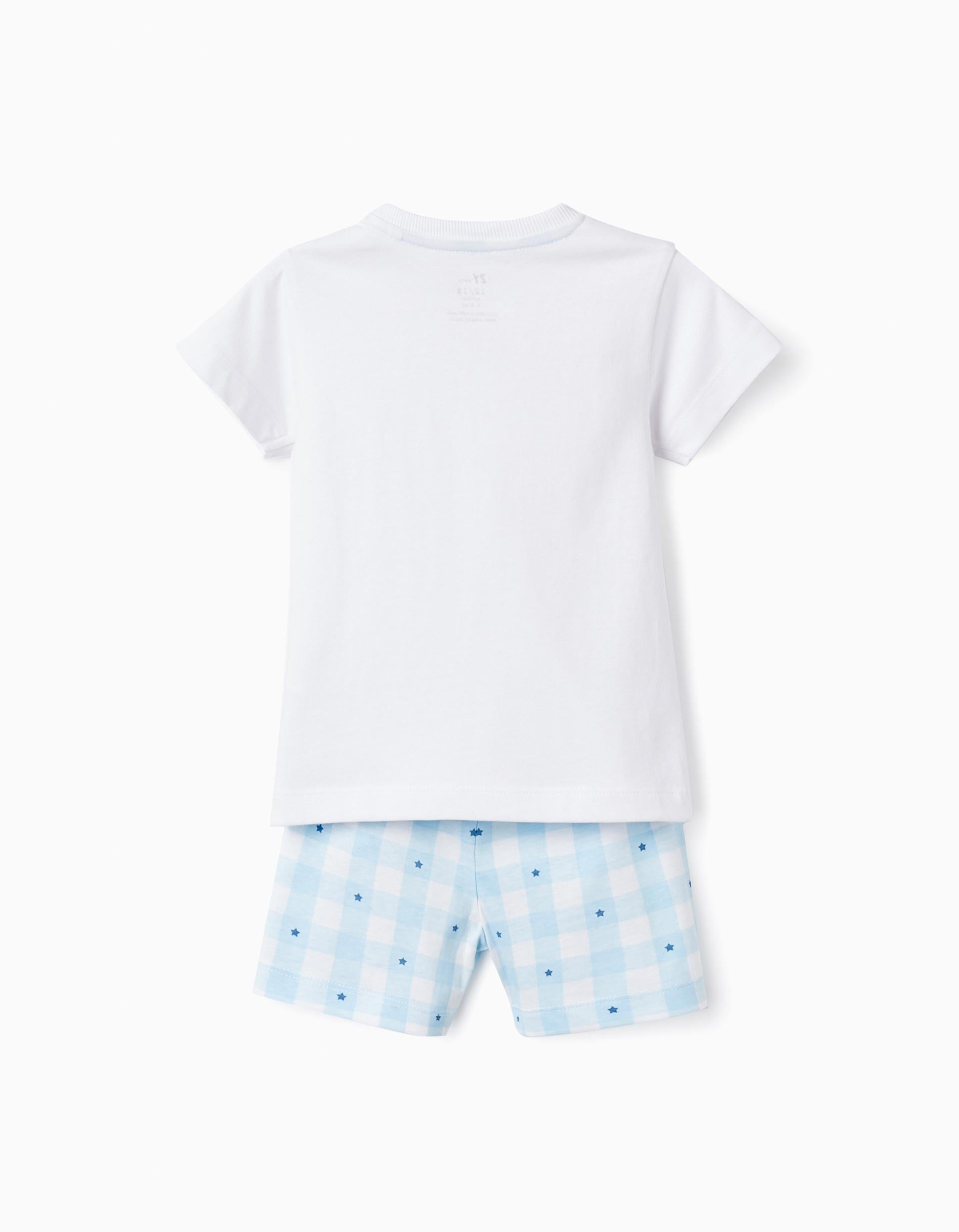 Pyjama in Cotton for Baby Boys 'Stars', White/Blue