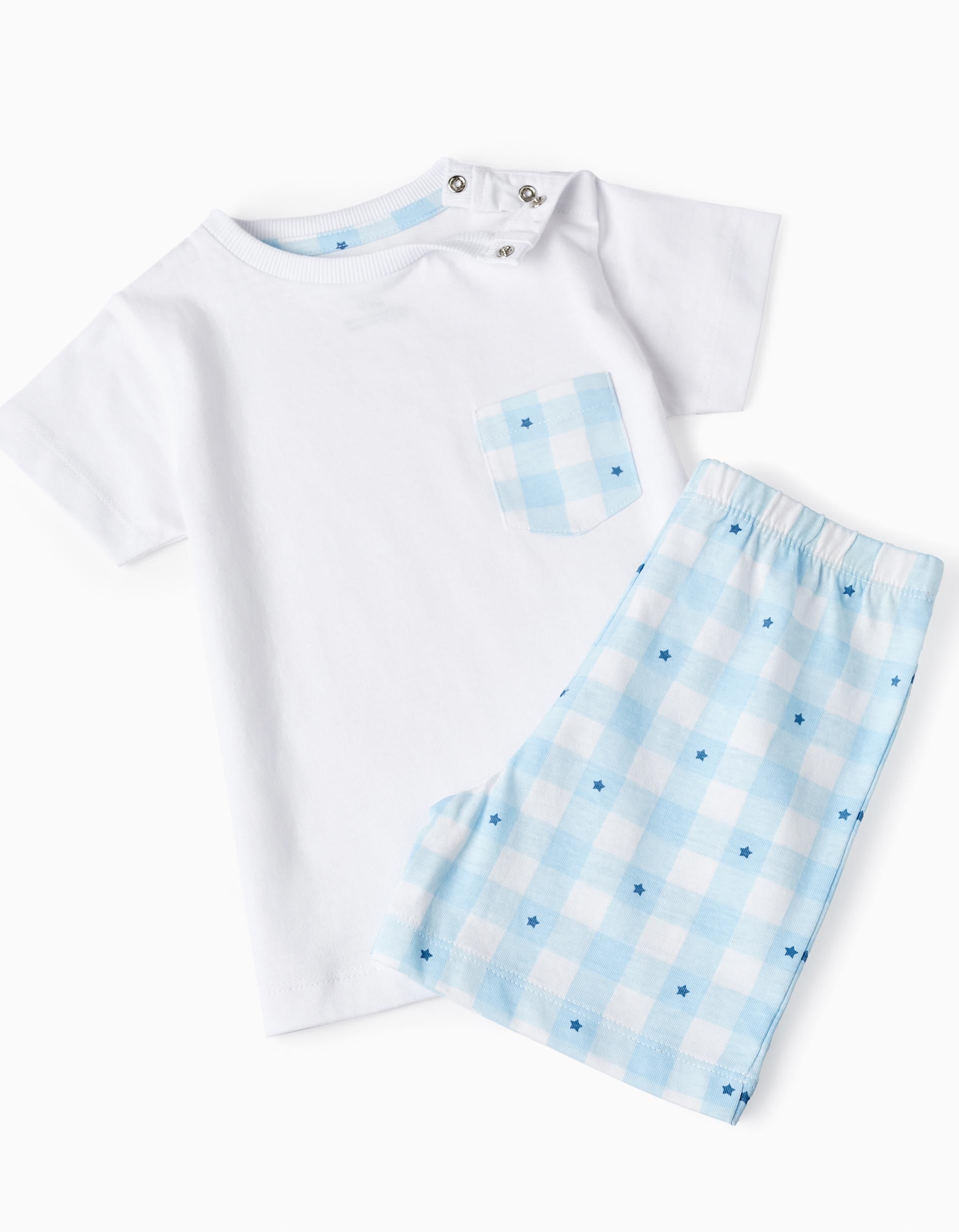 Pyjama in Cotton for Baby Boys 'Stars', White/Blue