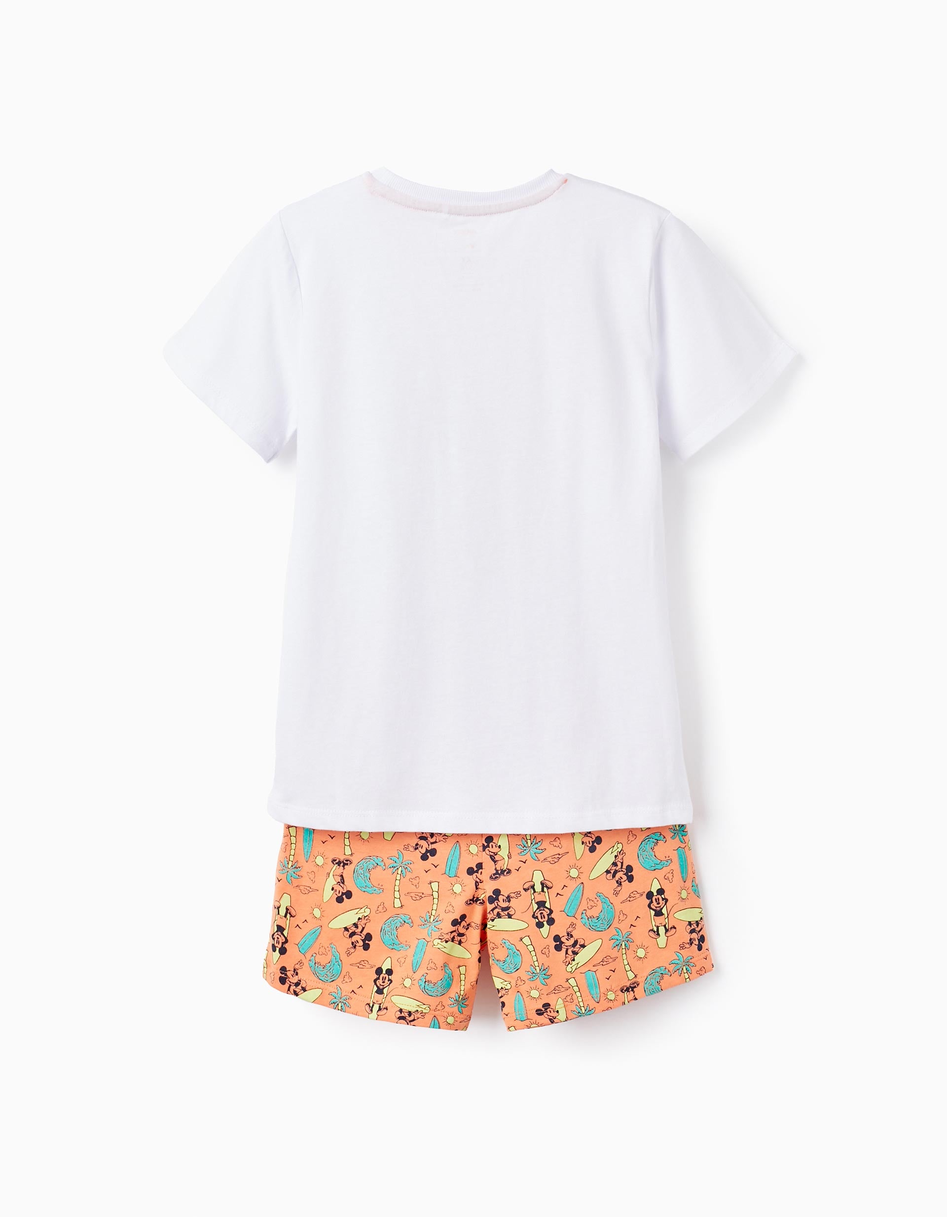 Pijama em Algodão para Menino 'Mickey', Branco/Laranja