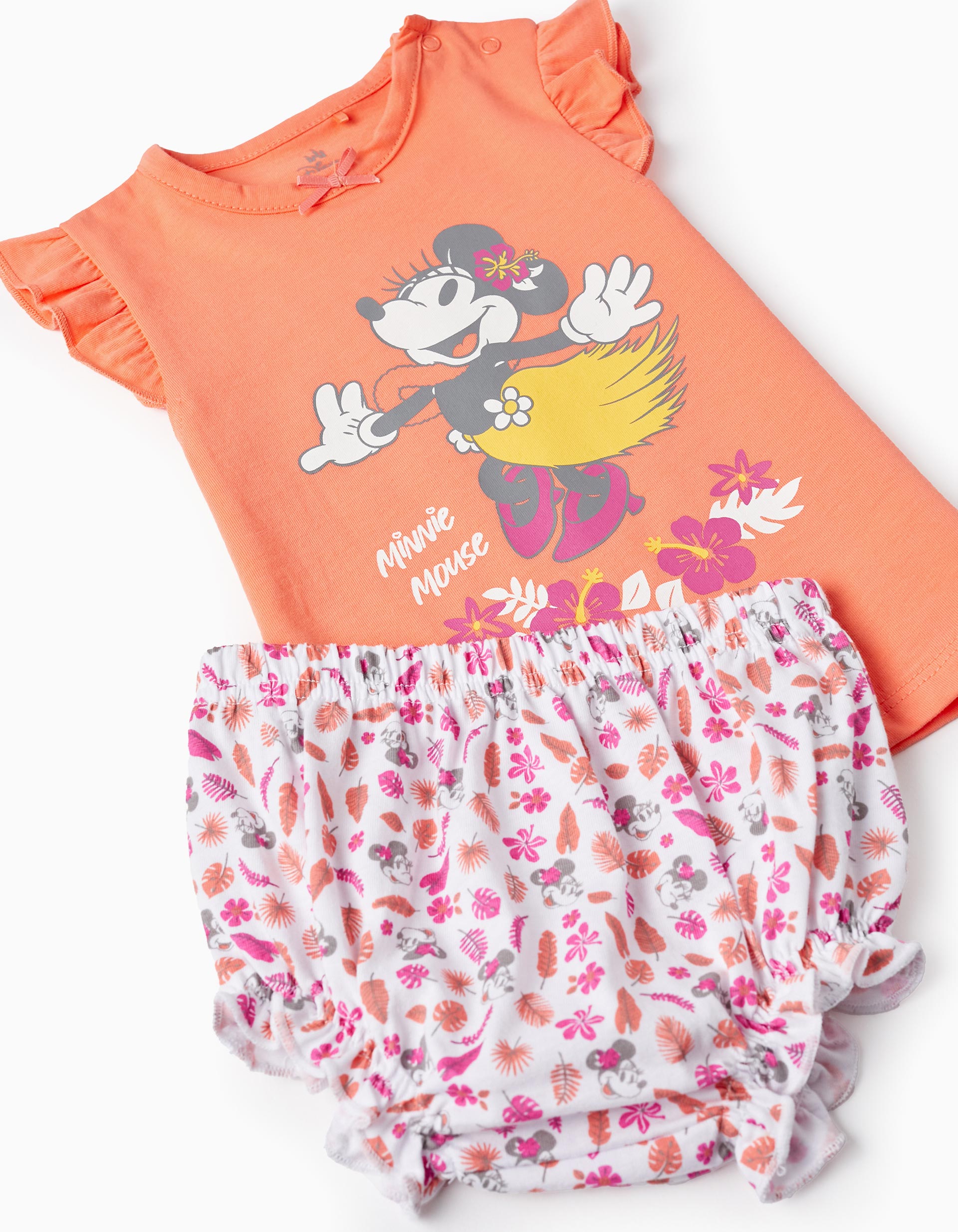 Pyjama en coton pour bébé fille 'Minnie', Orange/Blanc