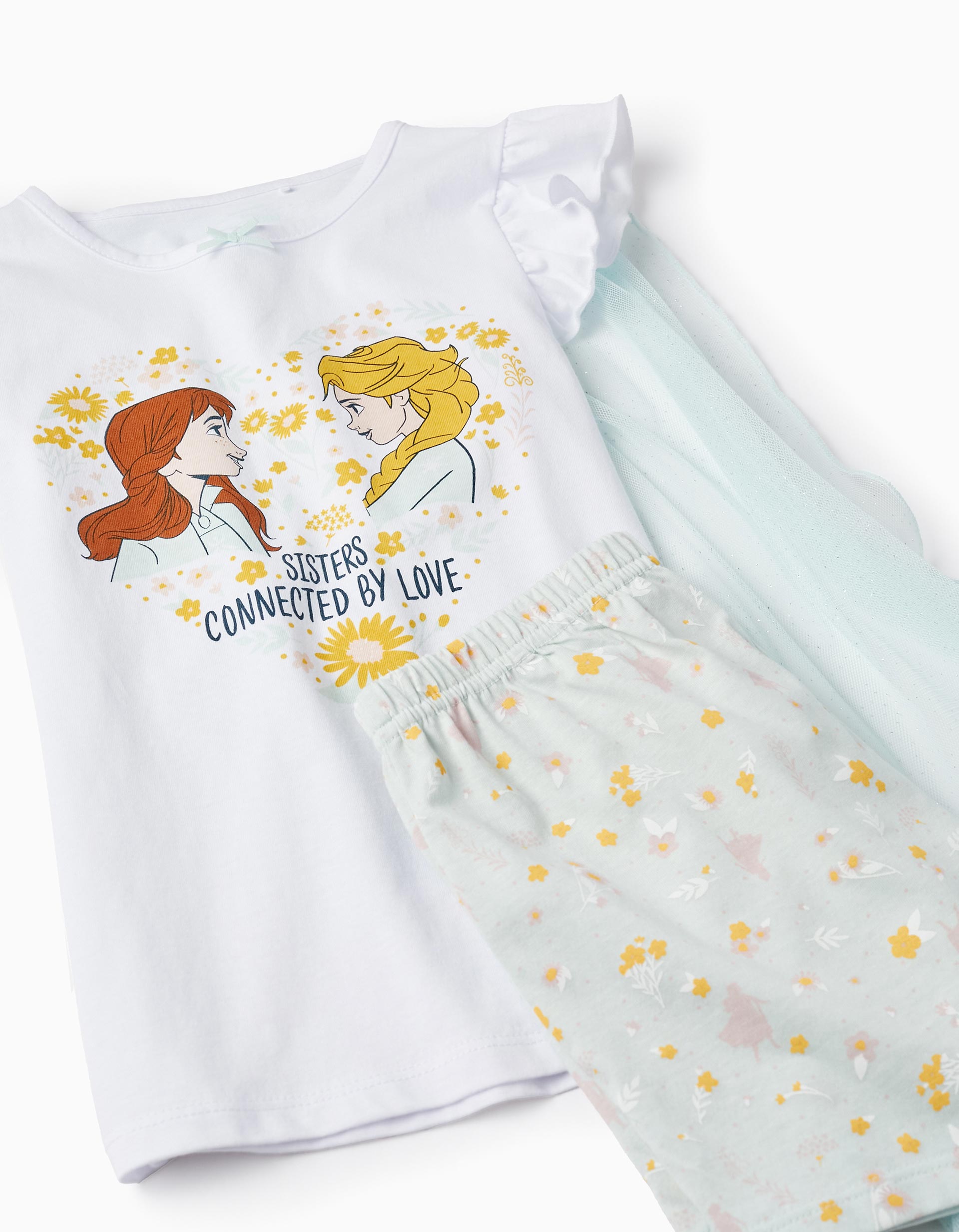 Pijama con Capa Removible en Tul para Niña 'Frozen', Blanco/Verde