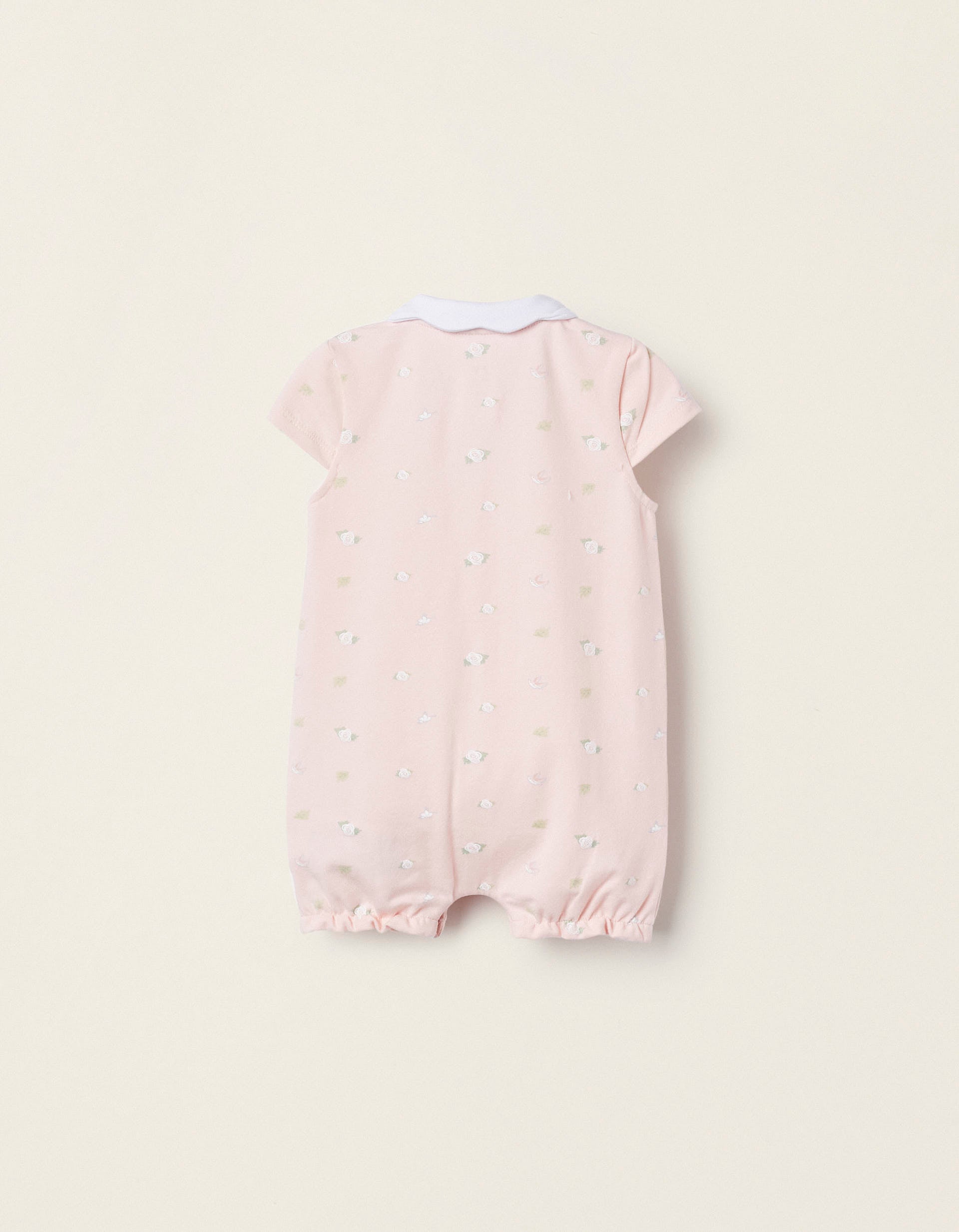 Patterned Bodysuit for Newborn Girls 'Birds & Roses', Light Pink