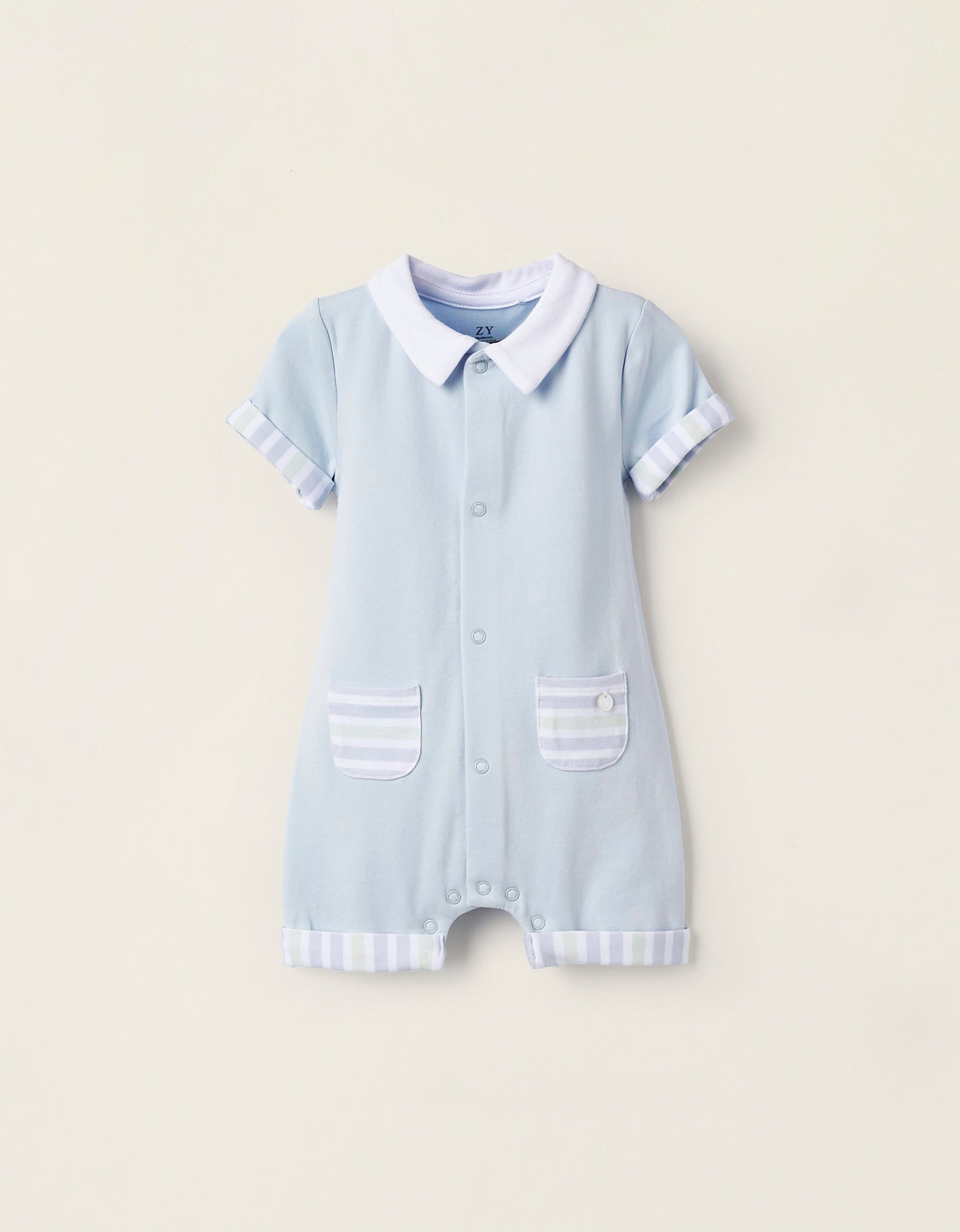 Short Sleeve Newborn Bodysuit, White/Blue/Green