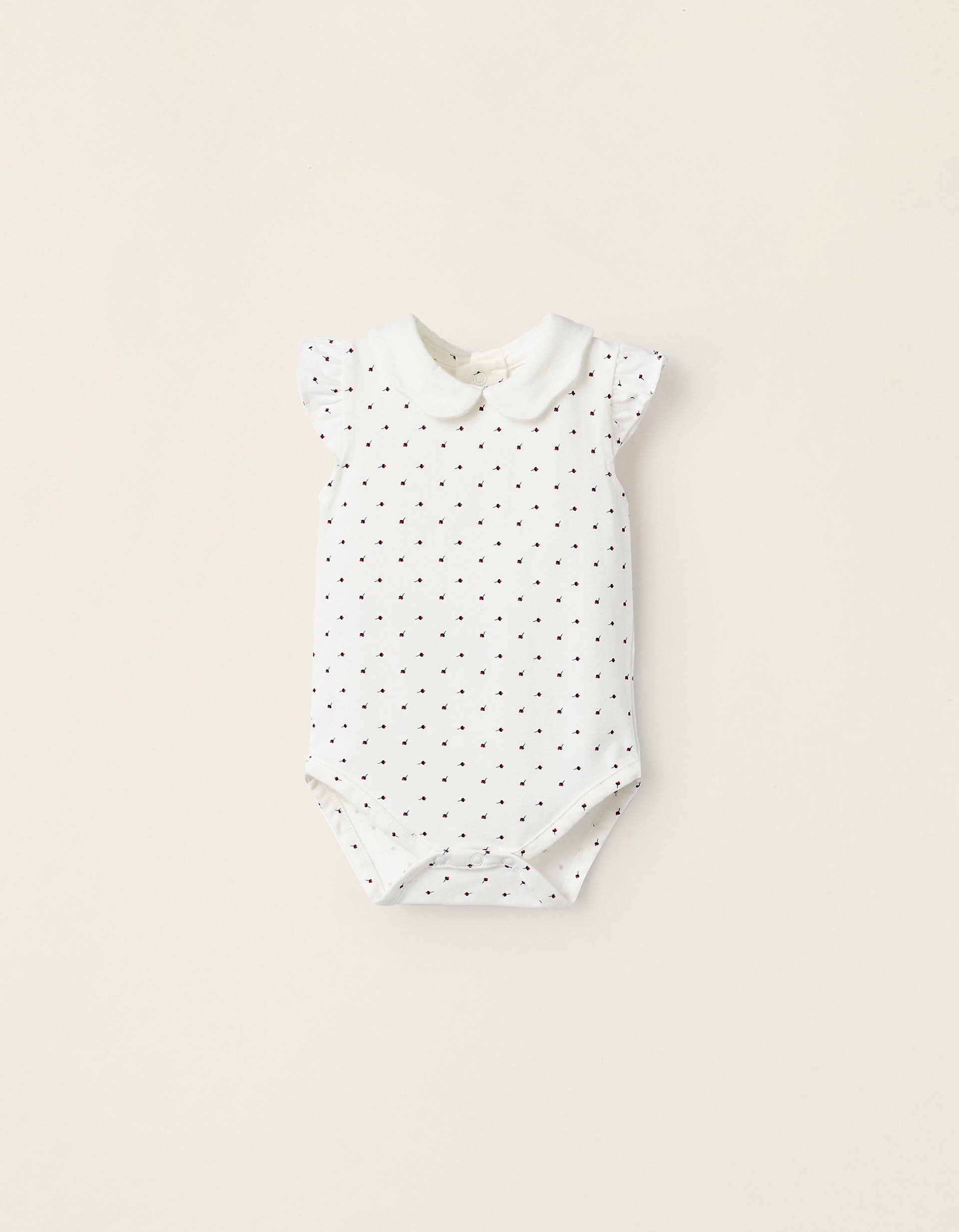 Body en coton avec motif floral pour nouveau-né, Blanc