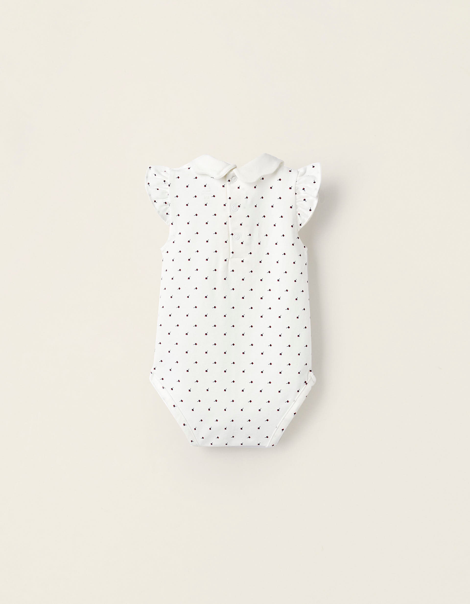 Body en coton avec motif floral pour nouveau-né, Blanc