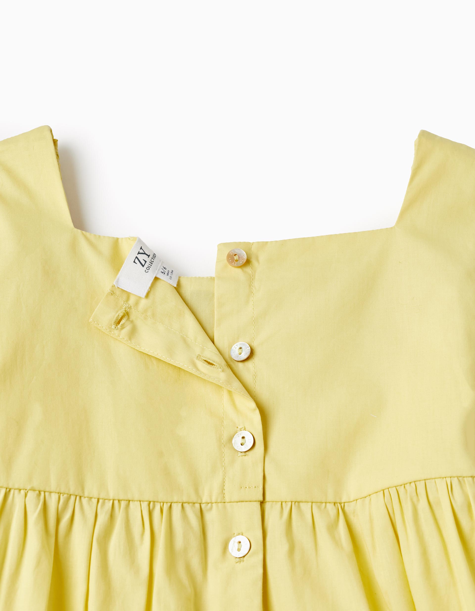 Vestido de Algodão com Textura para Menina, Amarelo