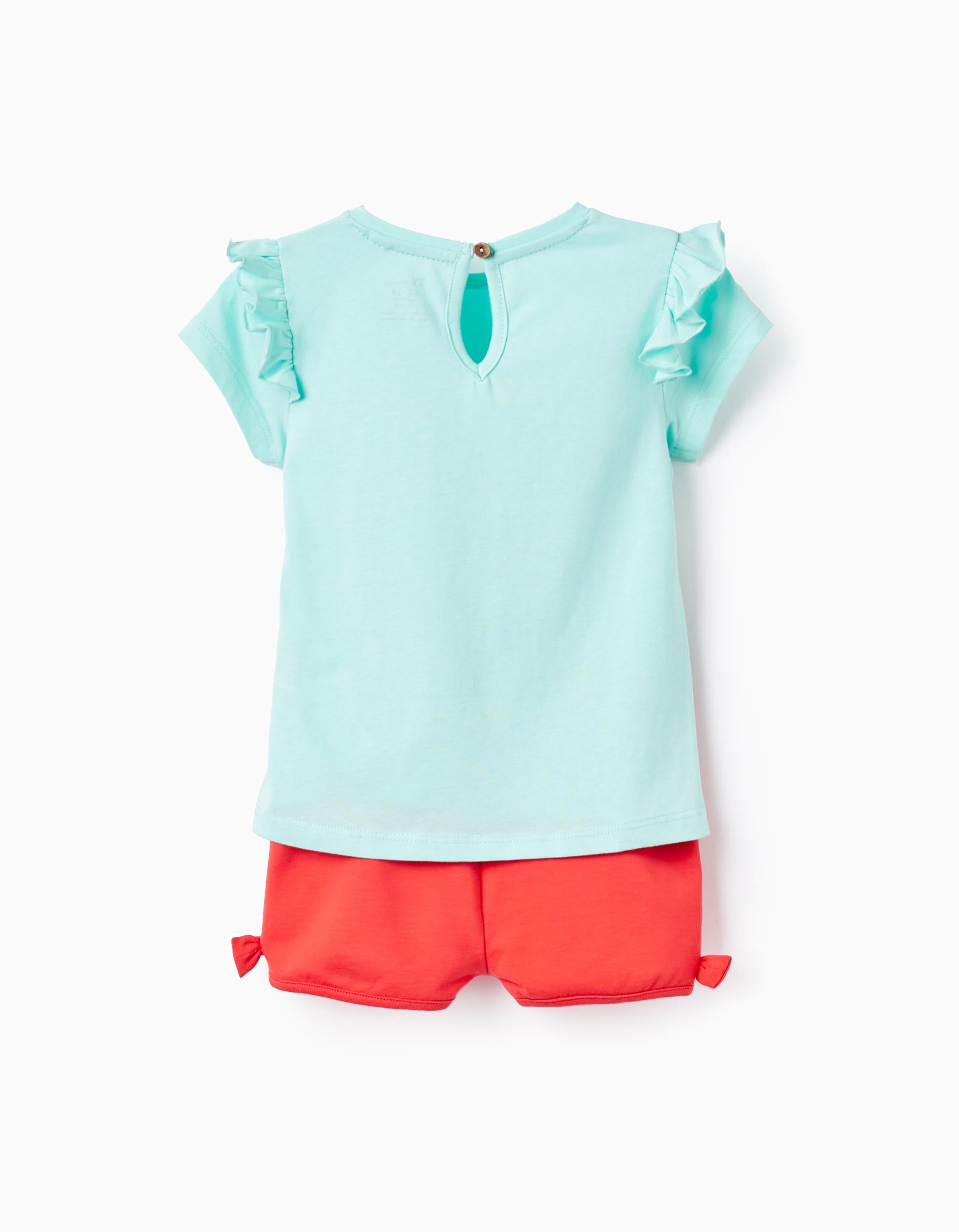 T-shirt + Shorts for Baby Girls 'Cuba', Red/Aqua Green