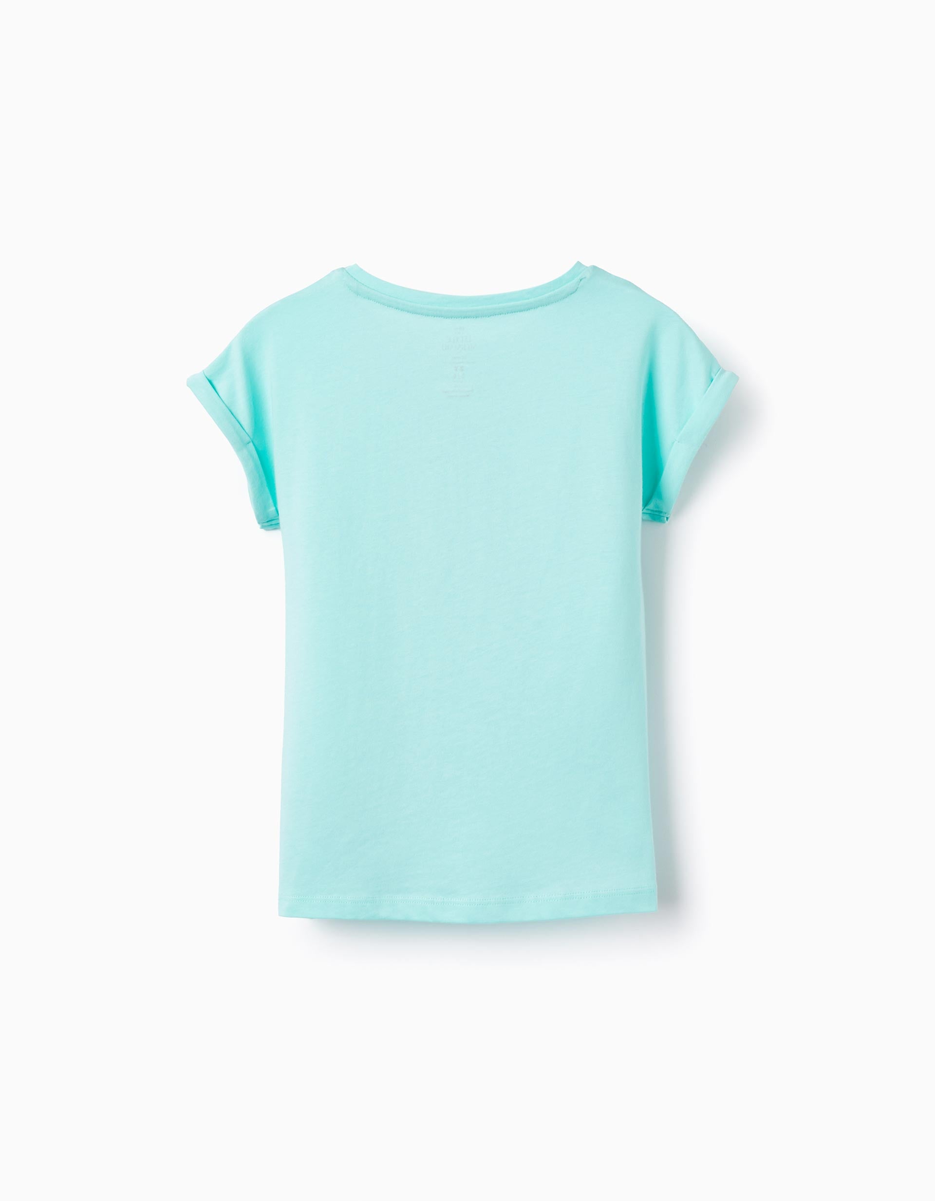 T-shirt em Algodão com Purpurinas para Menina 'Ariel', Verde Água