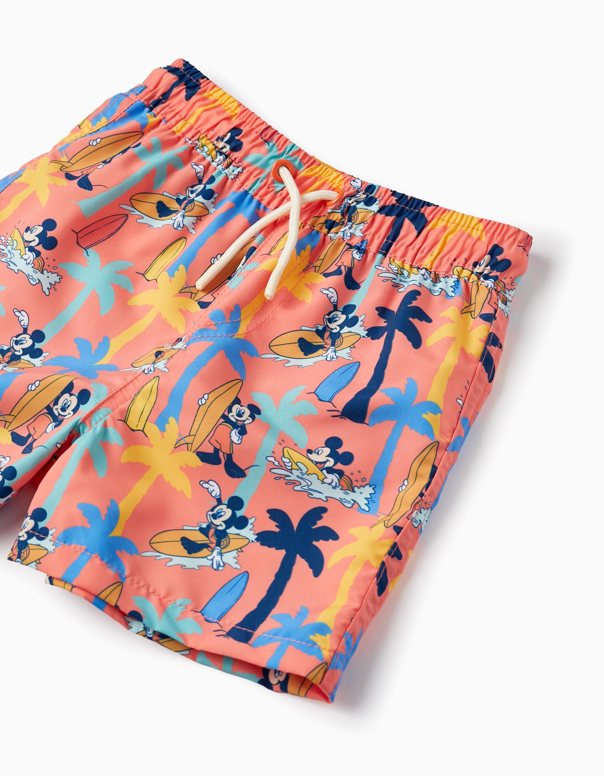 Shorts de Baño UPF 80 para Bebé Niño 'Mickey Surfista', Coral