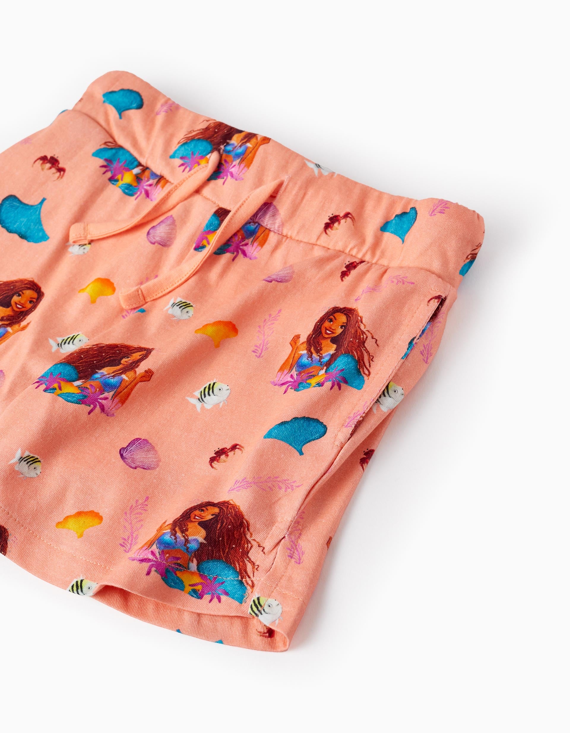 Short imprimés en coton pour fille 'Ariel', Corail