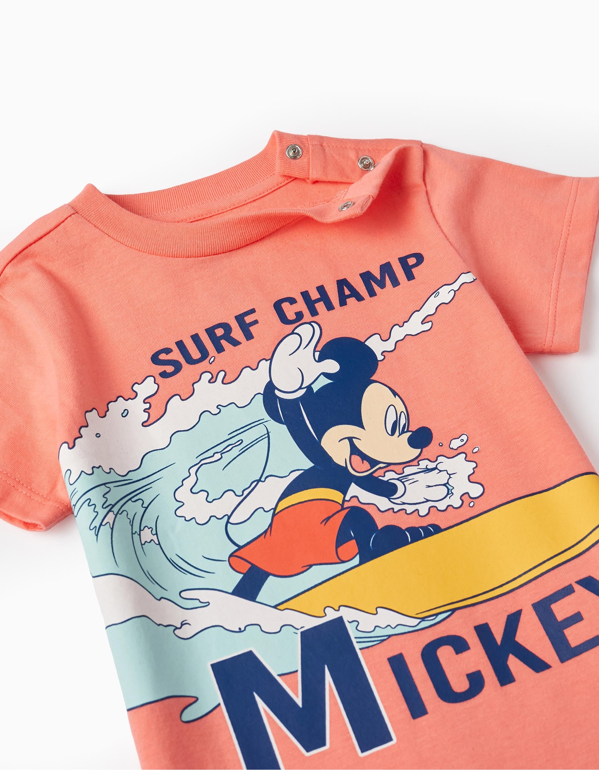 Cotton T-Shirt for Baby Boys 'Disney - Mickey Mouse', Salmon