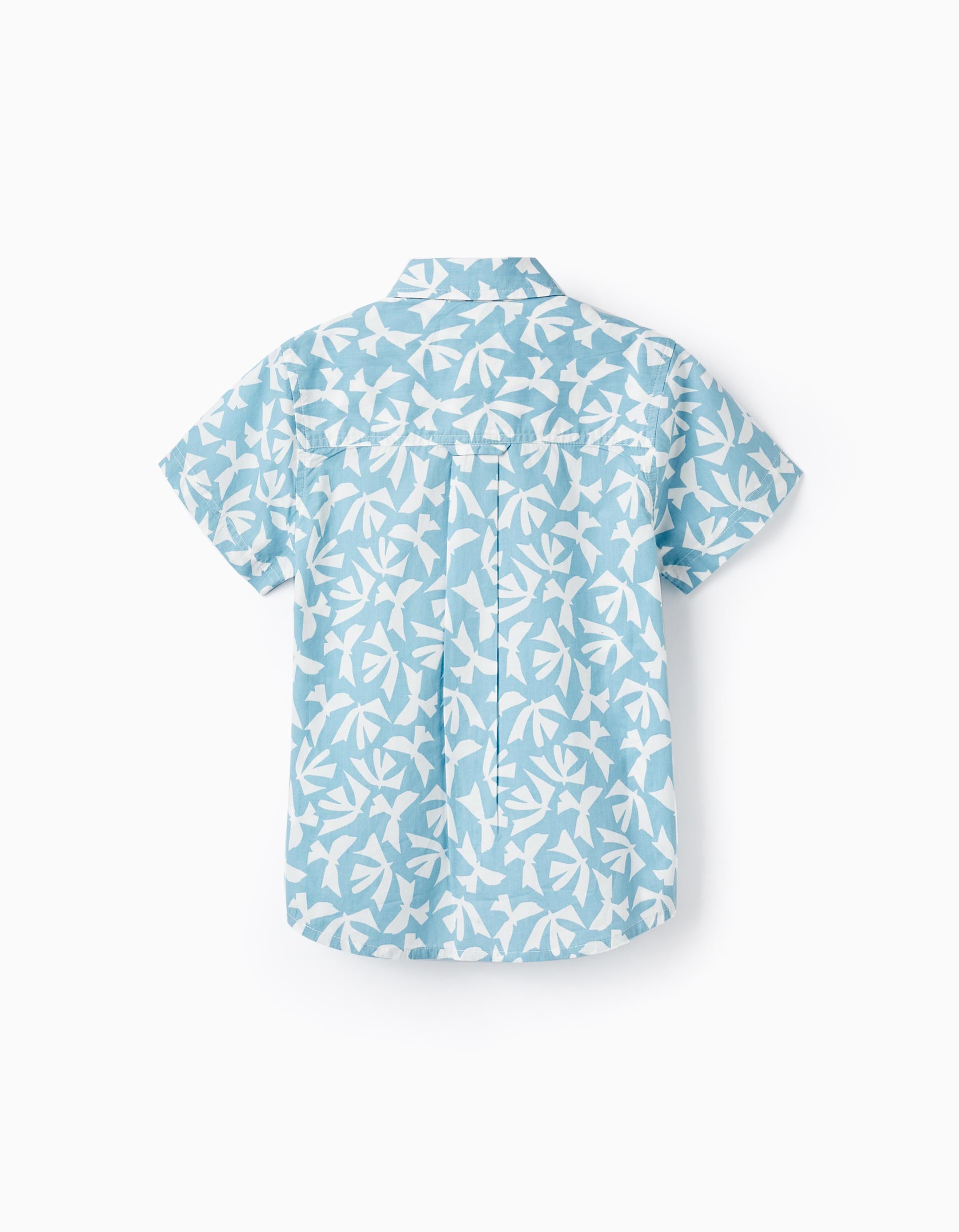 Camisa de Manga Corta para Niño, Azul Claro/Blanco