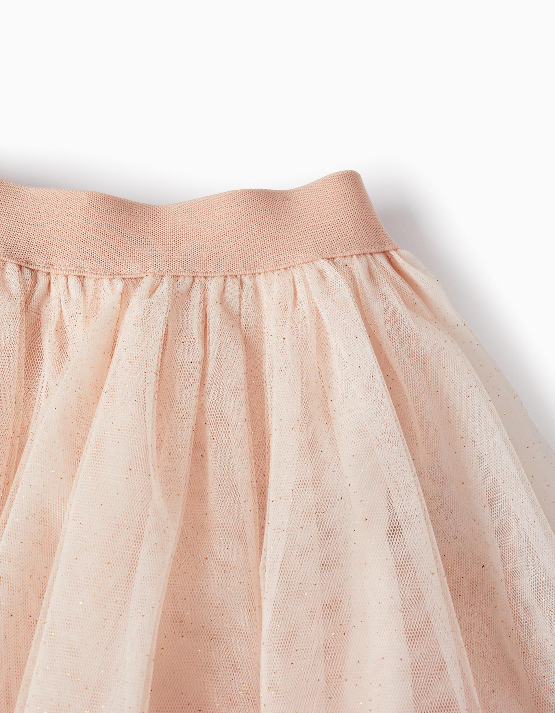 Saia em Tule com Brilhantes para Menina, Rosa Claro