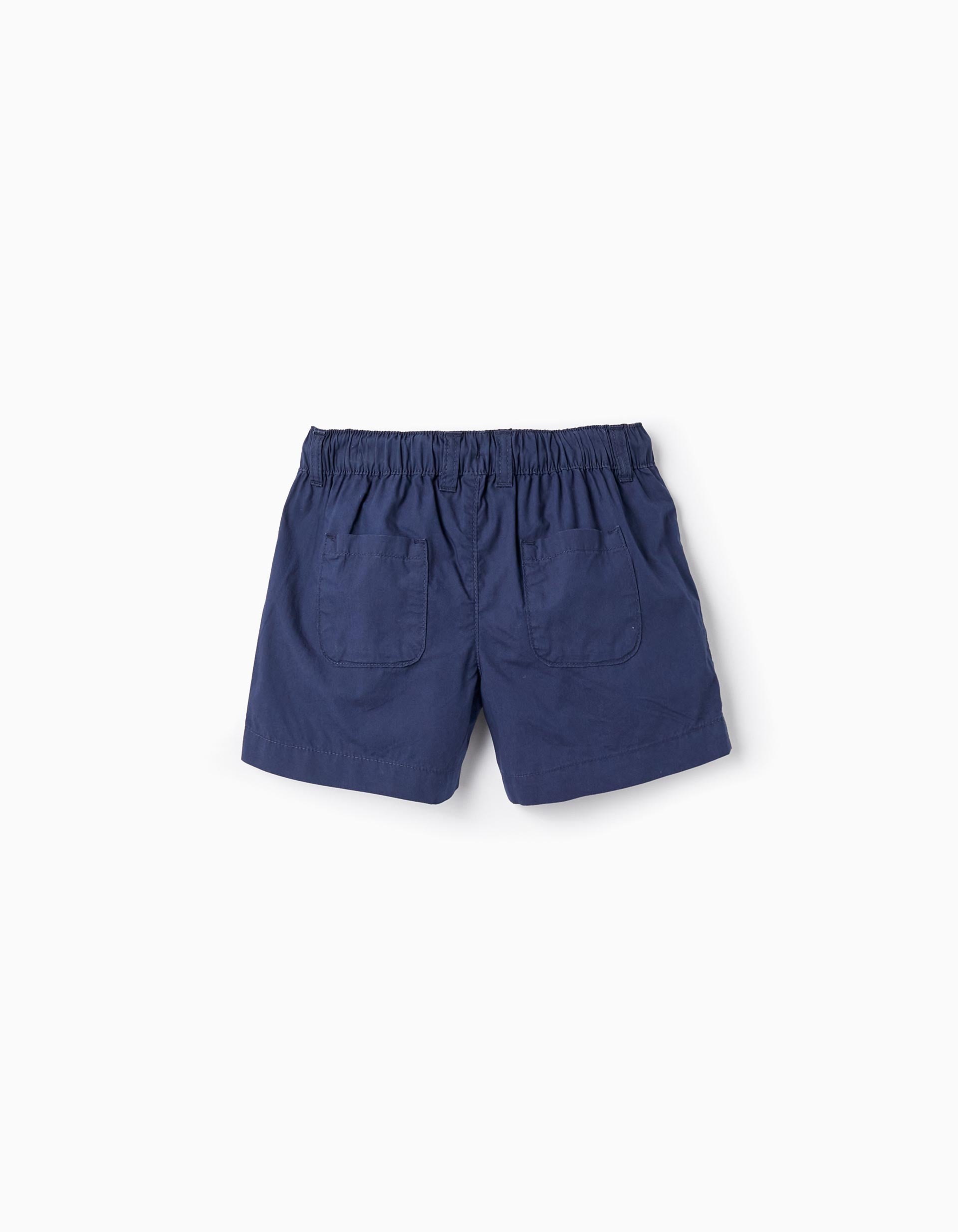 Shorts de Algodón con Cordón en Contraste para Niña, Azul Oscuro