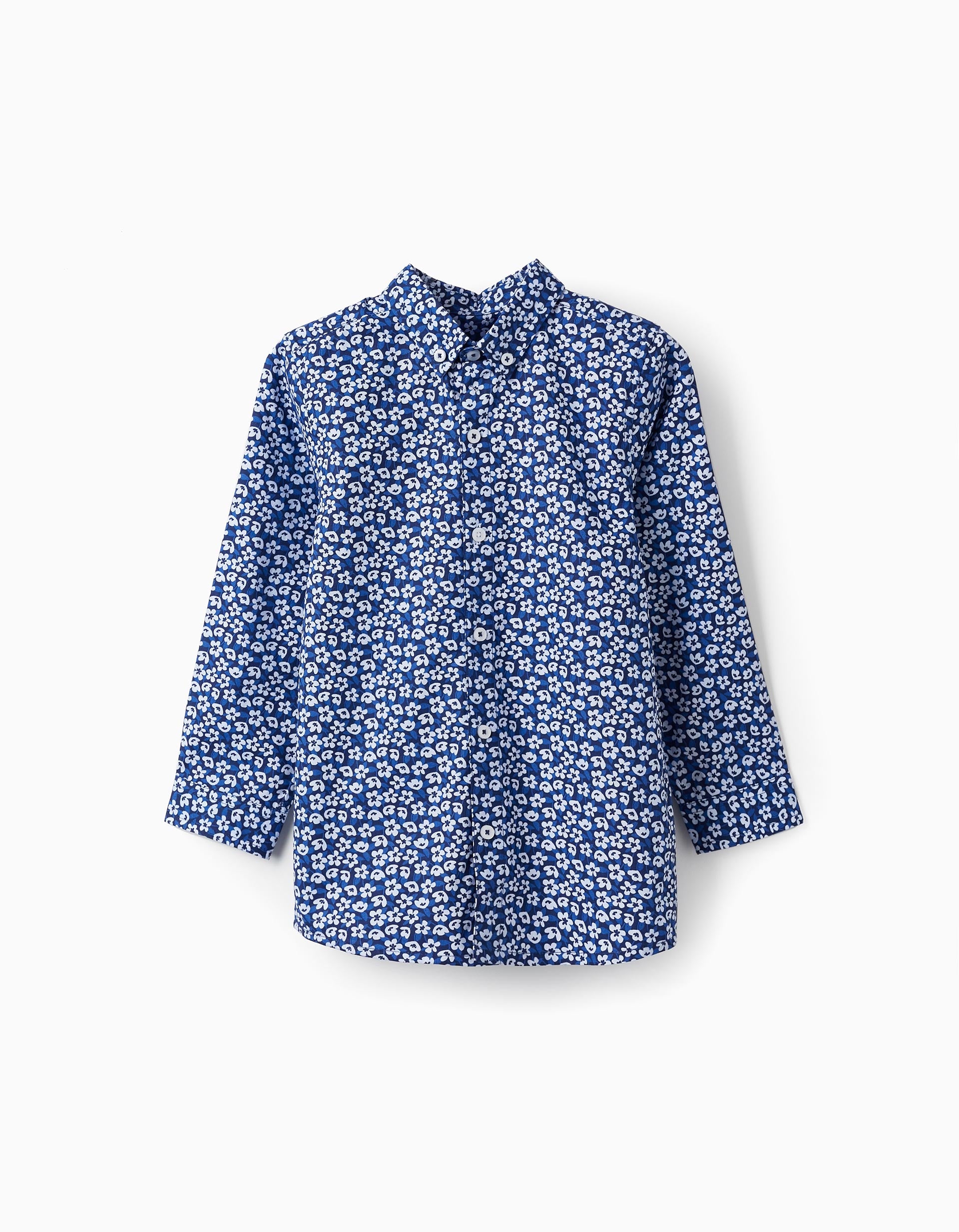 Chemise à motif floral pour garçon, Bleu Foncé