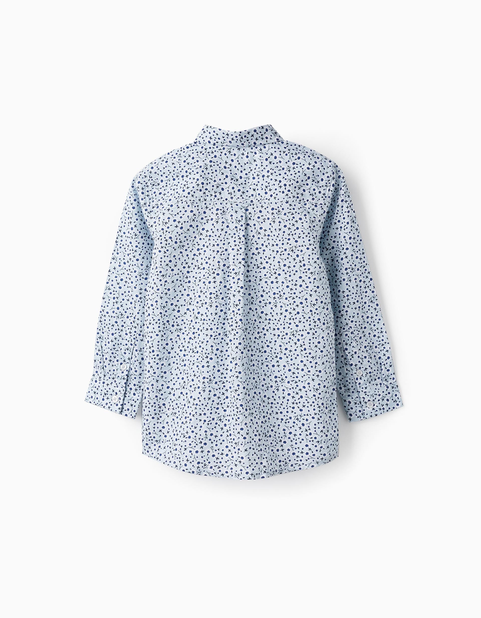 Chemise à motif floral pour garçon, Bleu/Blanc/Bleu Foncé