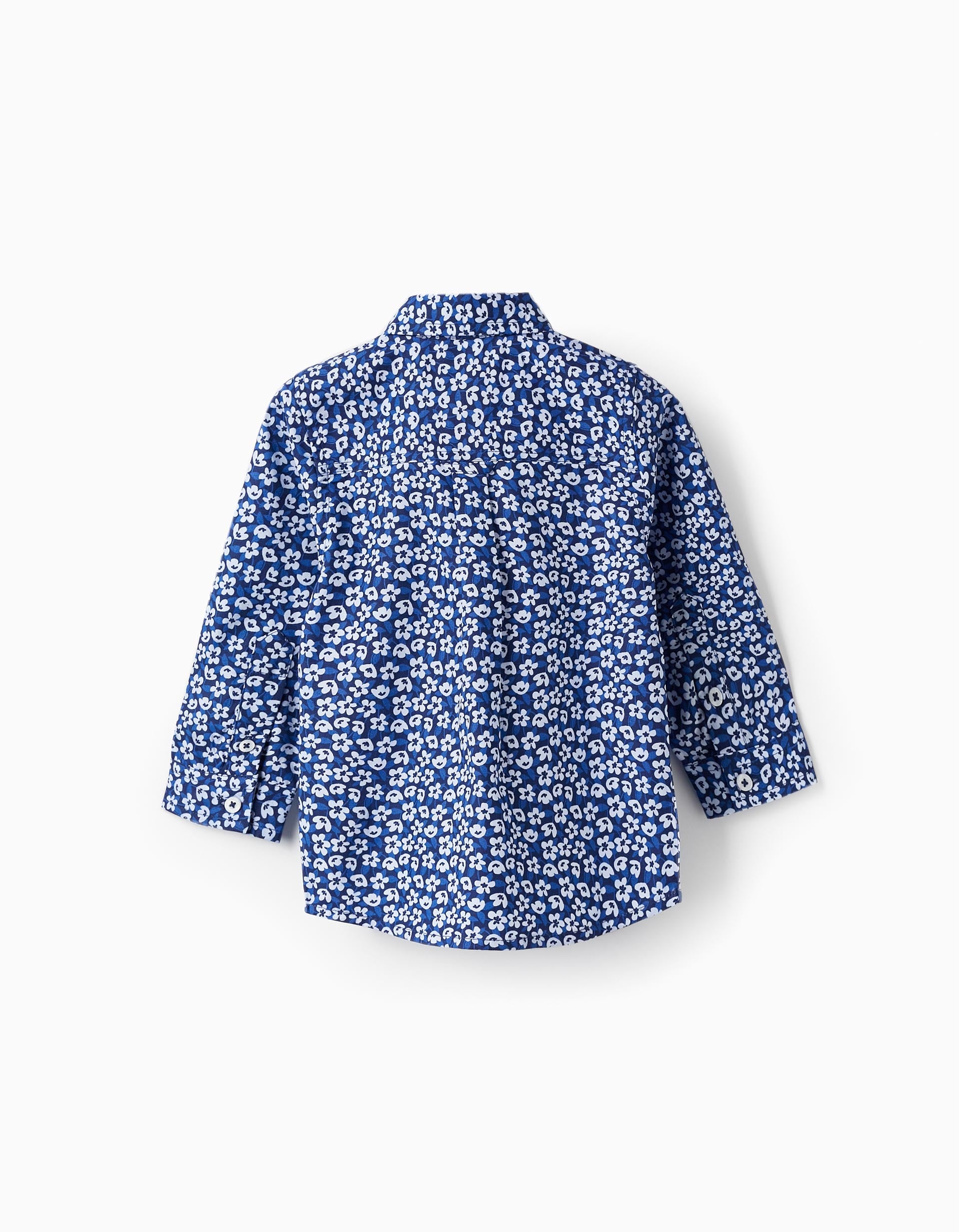 Chemise à motif floral pour bébé garçon, Bleu Foncé