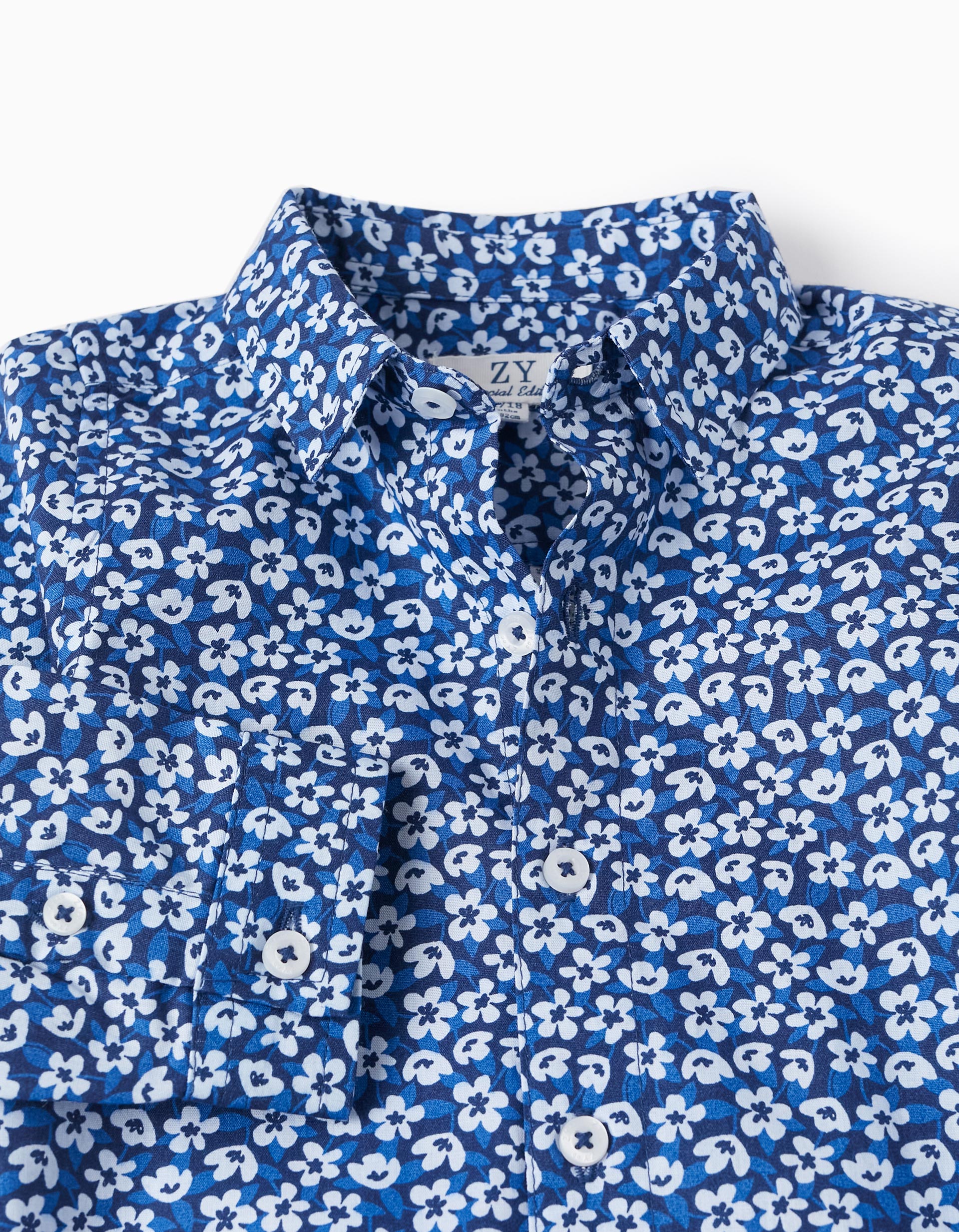 Chemise à motif floral pour bébé garçon, Bleu Foncé