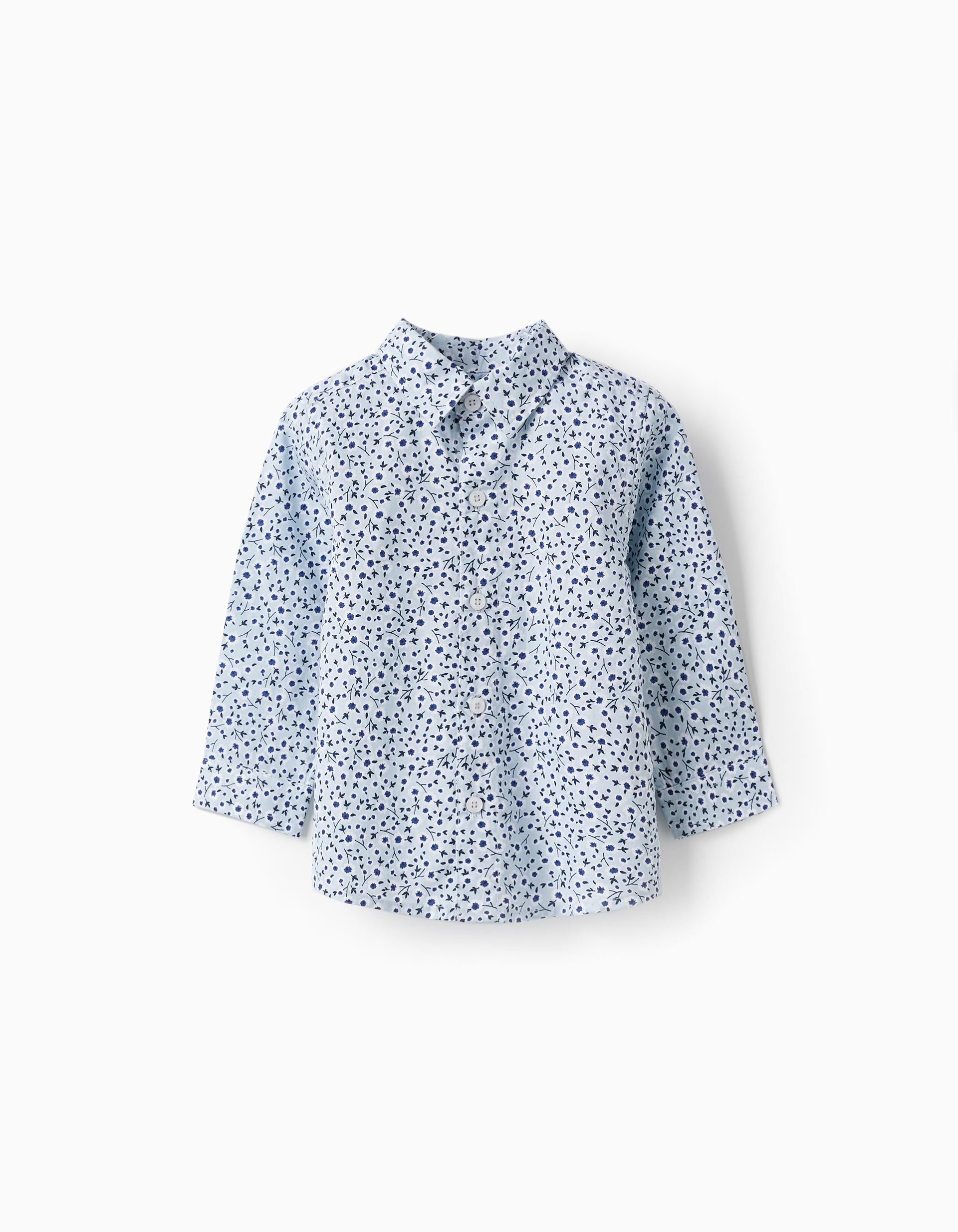 Chemise à motif floral pour bébé garçon, Bleu/Blanc/Bleu Foncé