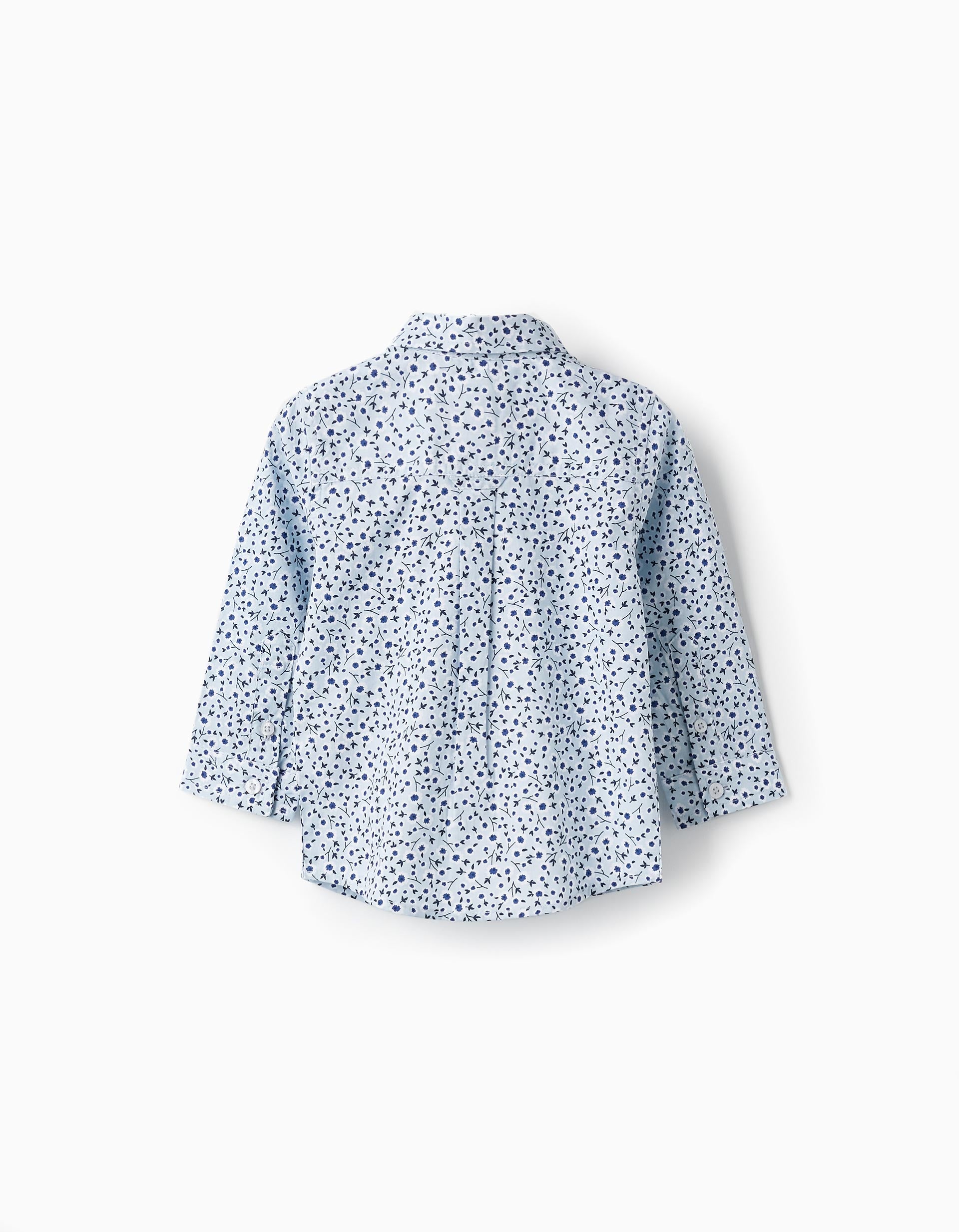 Chemise à motif floral pour bébé garçon, Bleu/Blanc/Bleu Foncé