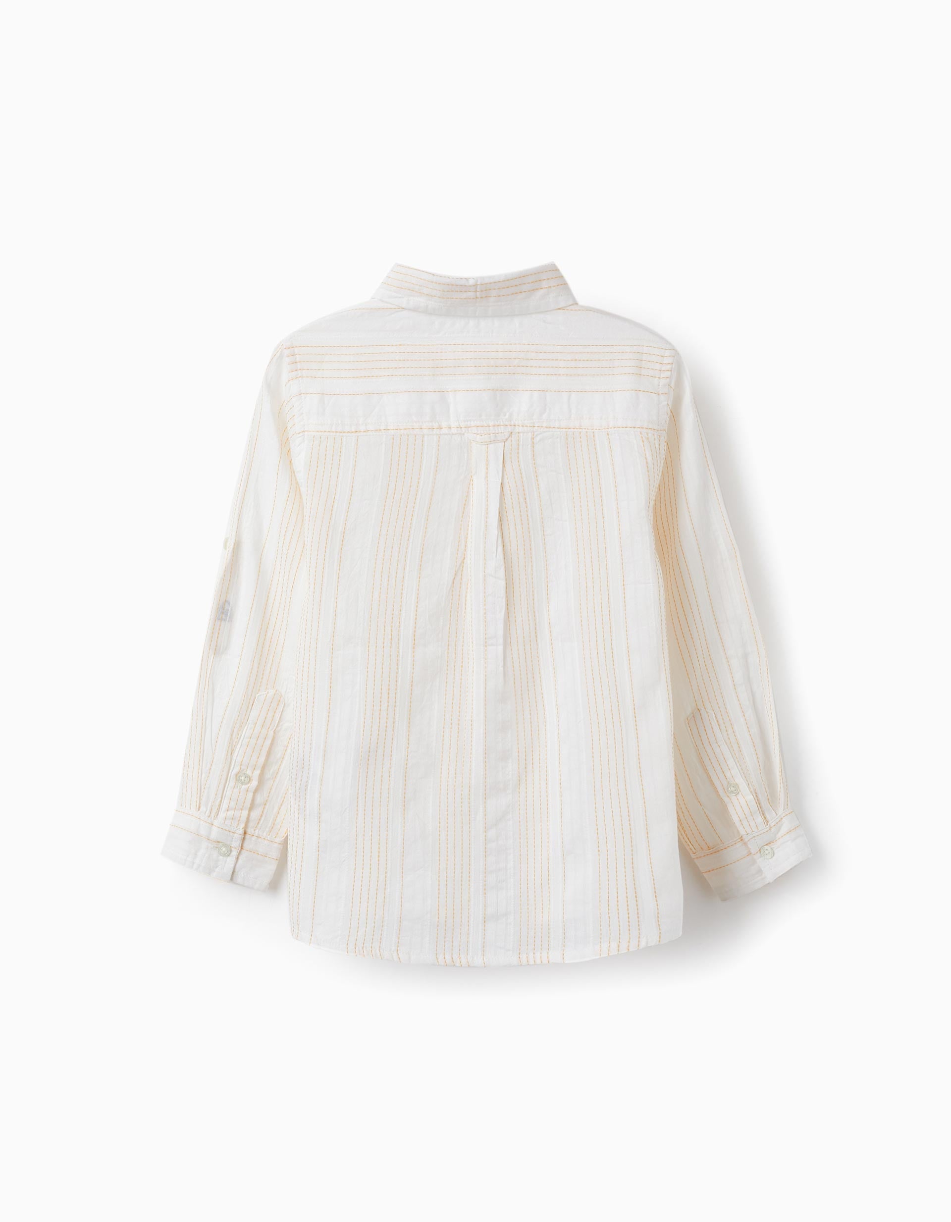 Chemise à manches longues en coton pour garçon, Blanc/Jaune