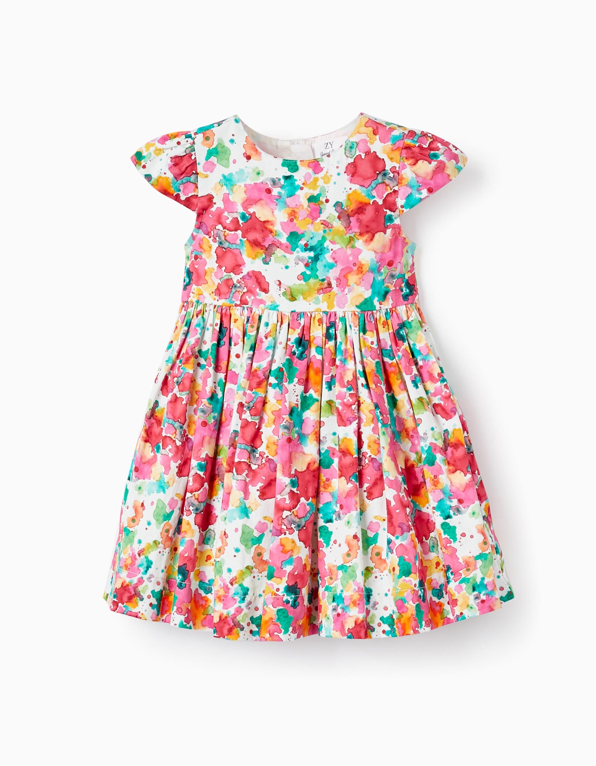 Vestido com Padrão Aguarela para Bebé Menina, Multicolor