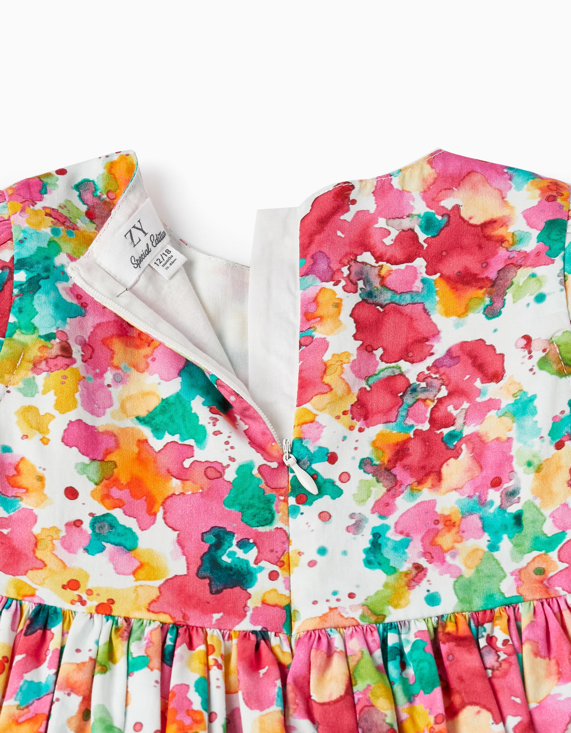 Vestido com Padrão Aguarela para Bebé Menina, Multicolor