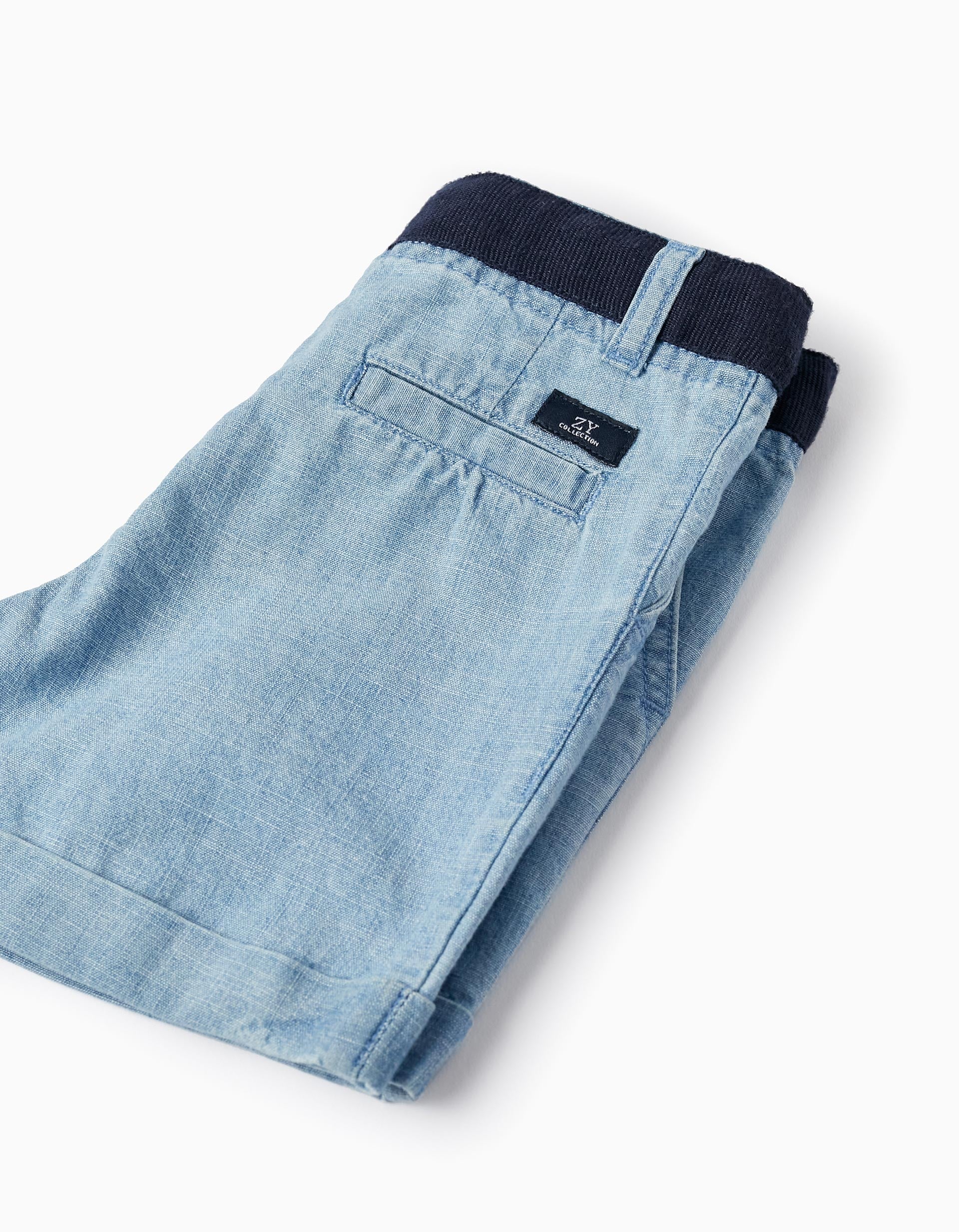 Shorts en jean en coton pour bébé garçon, Bleu