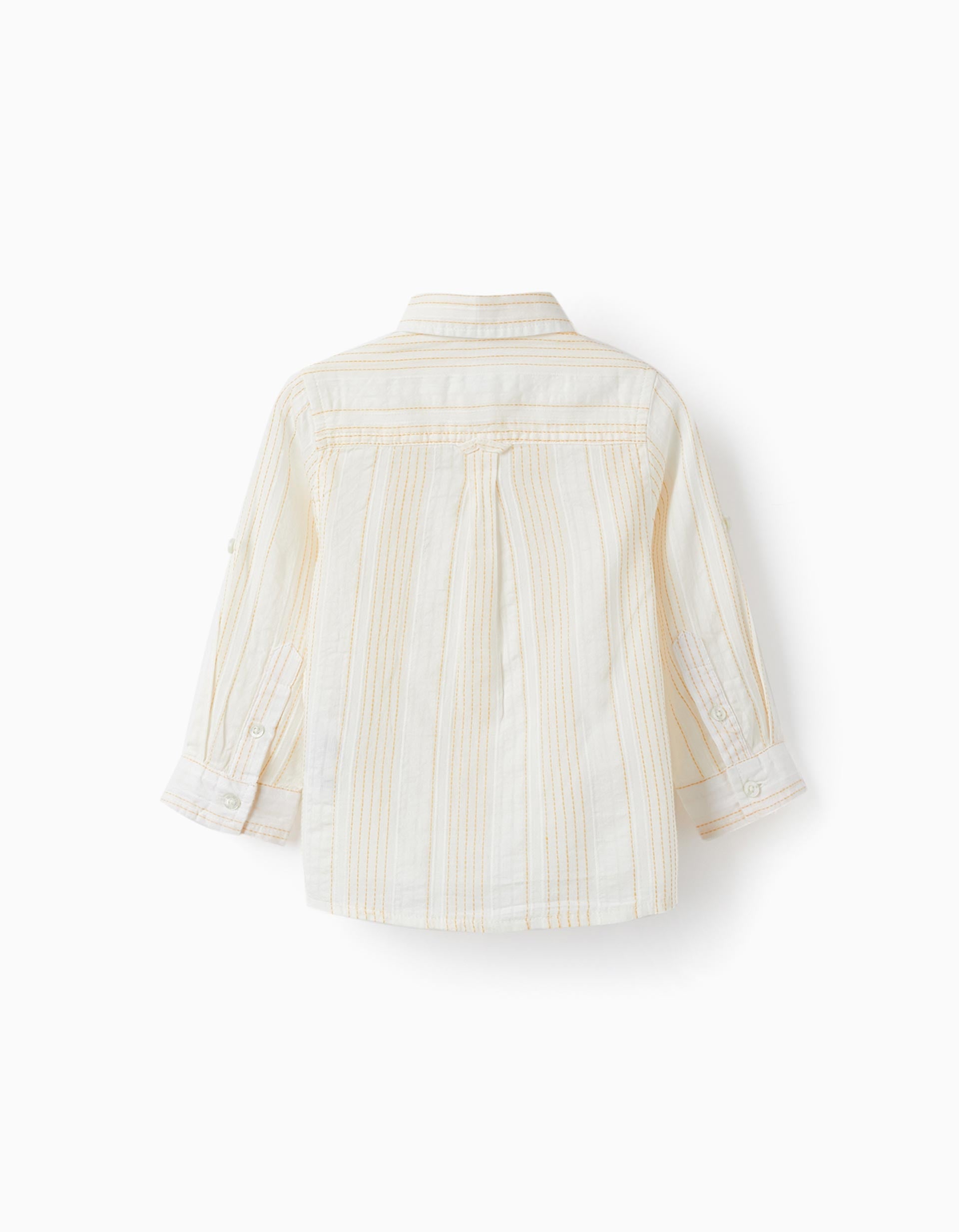 Chemise à manches longues en coton pour bébé garçon, Blanc/Jaune