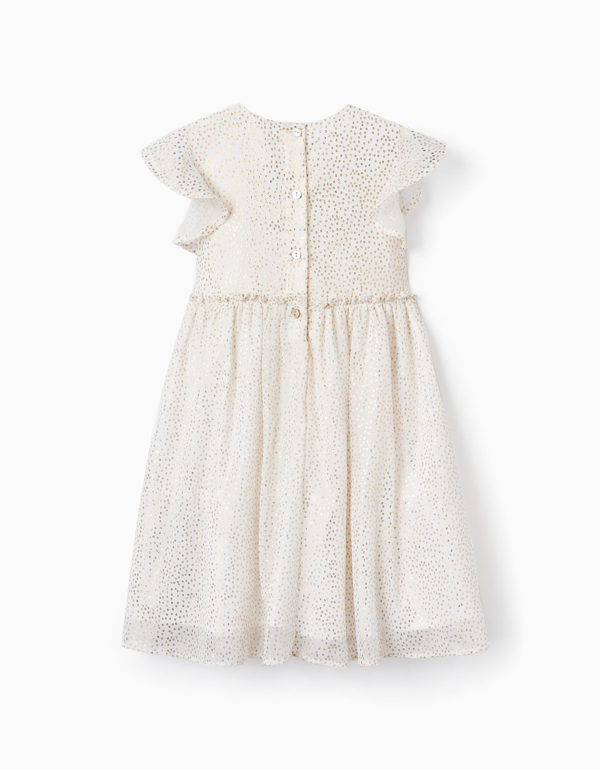 Ceremony Dress for Girls, White/Gold