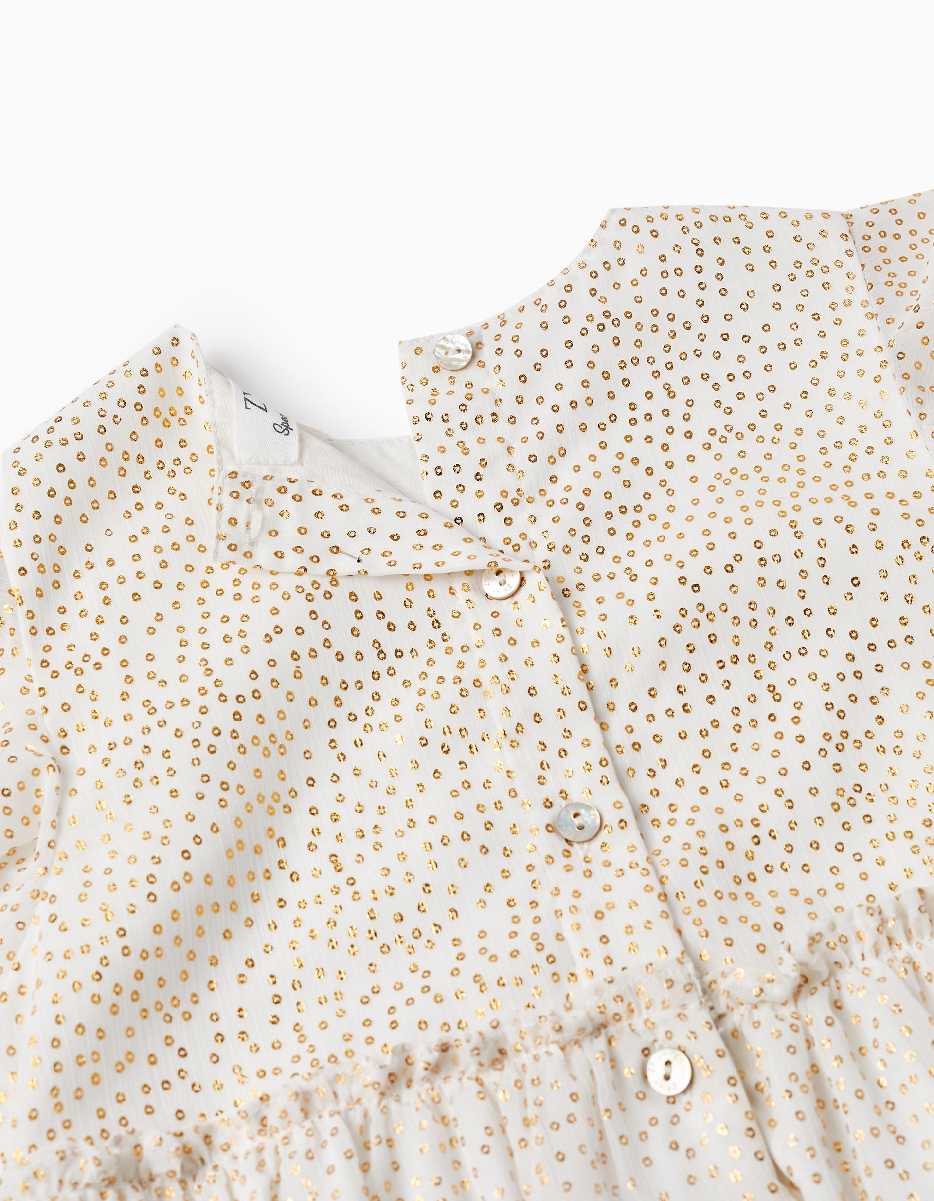 Ceremony Dress for Girls, White/Gold