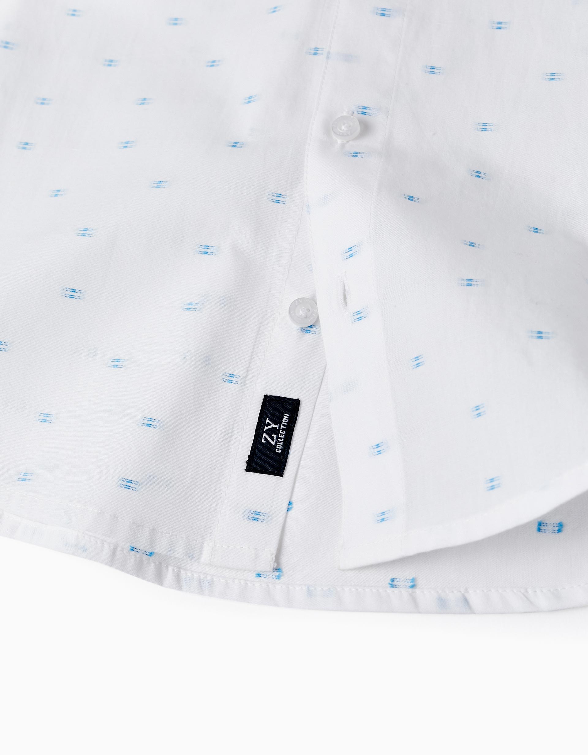 Camisa de Algodón para Niño, Blanco/Azul