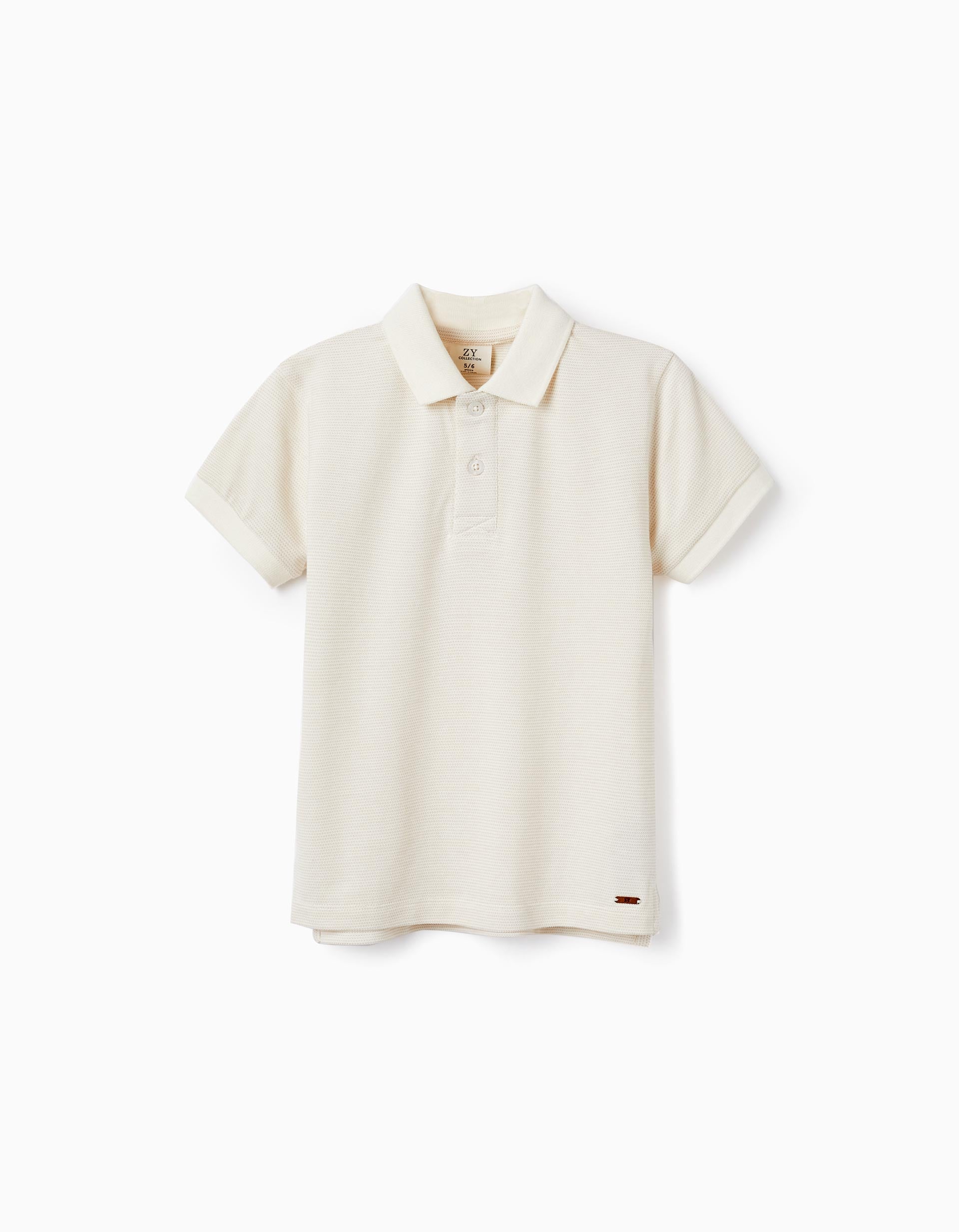 Polo en Piqué de Coton pour Garçon, Blanc