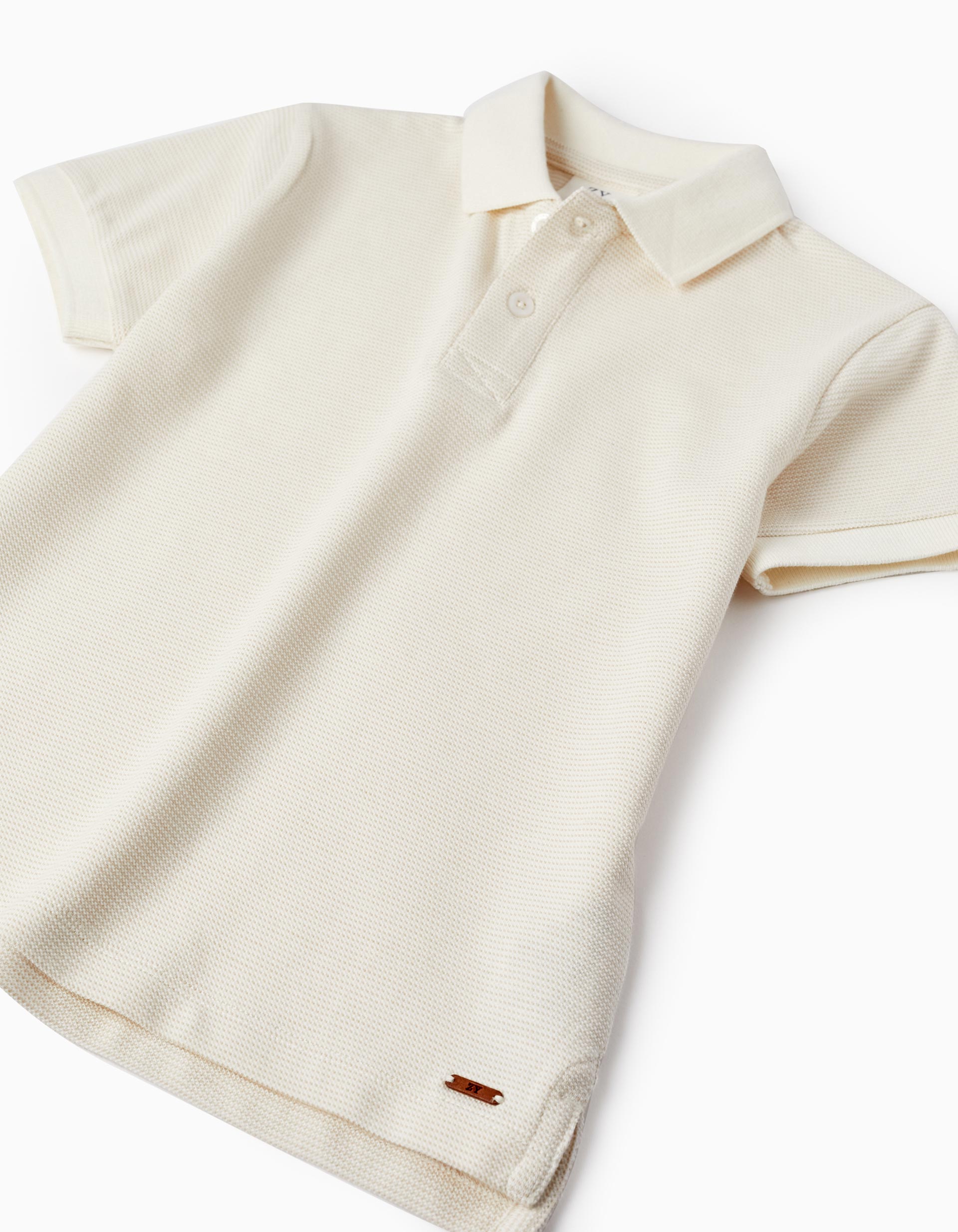 Polo en Piqué de Algodón para Niño, Blanco