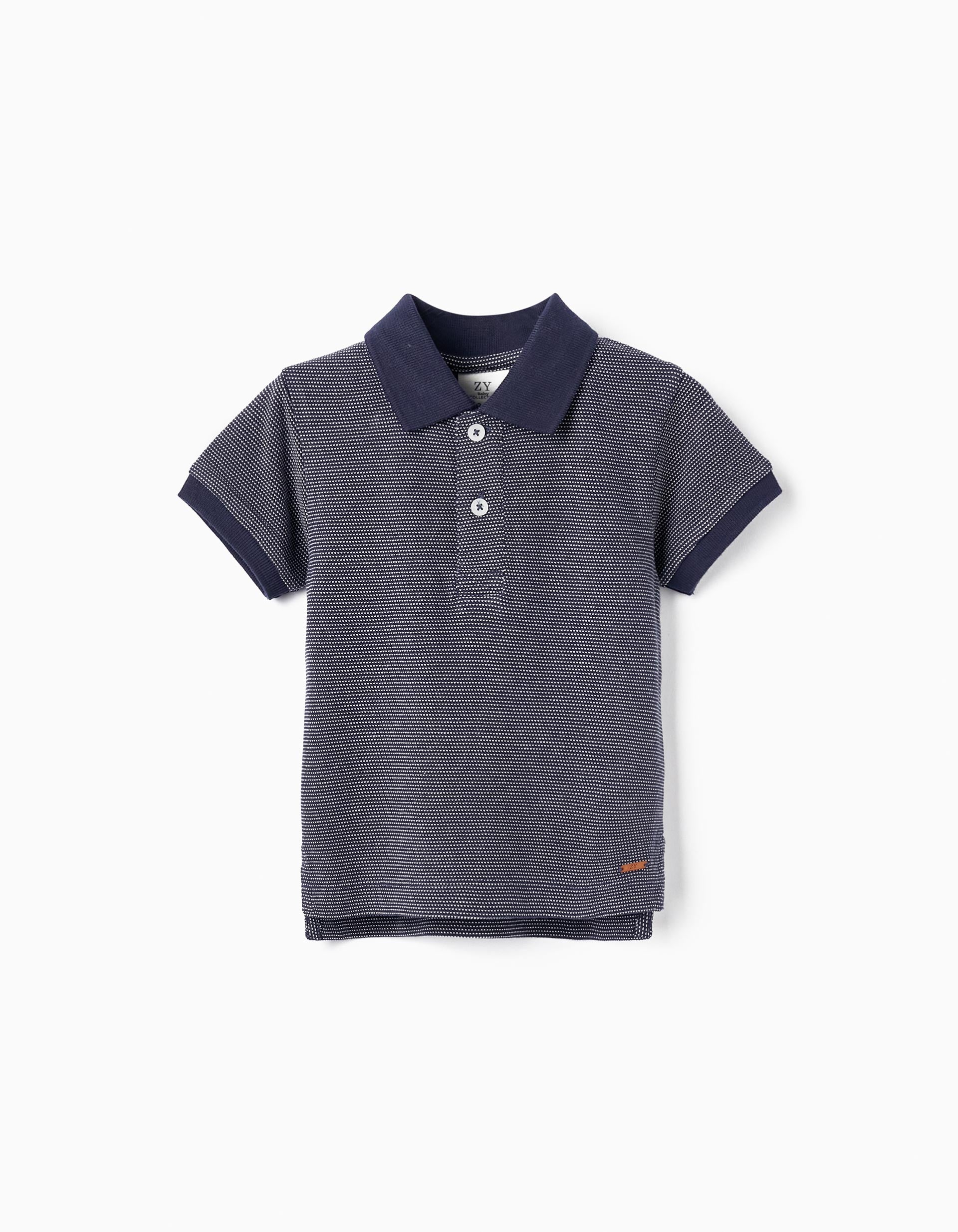 Polo en Piqué de Coton pour Bébé Garçon, Bleu Foncé