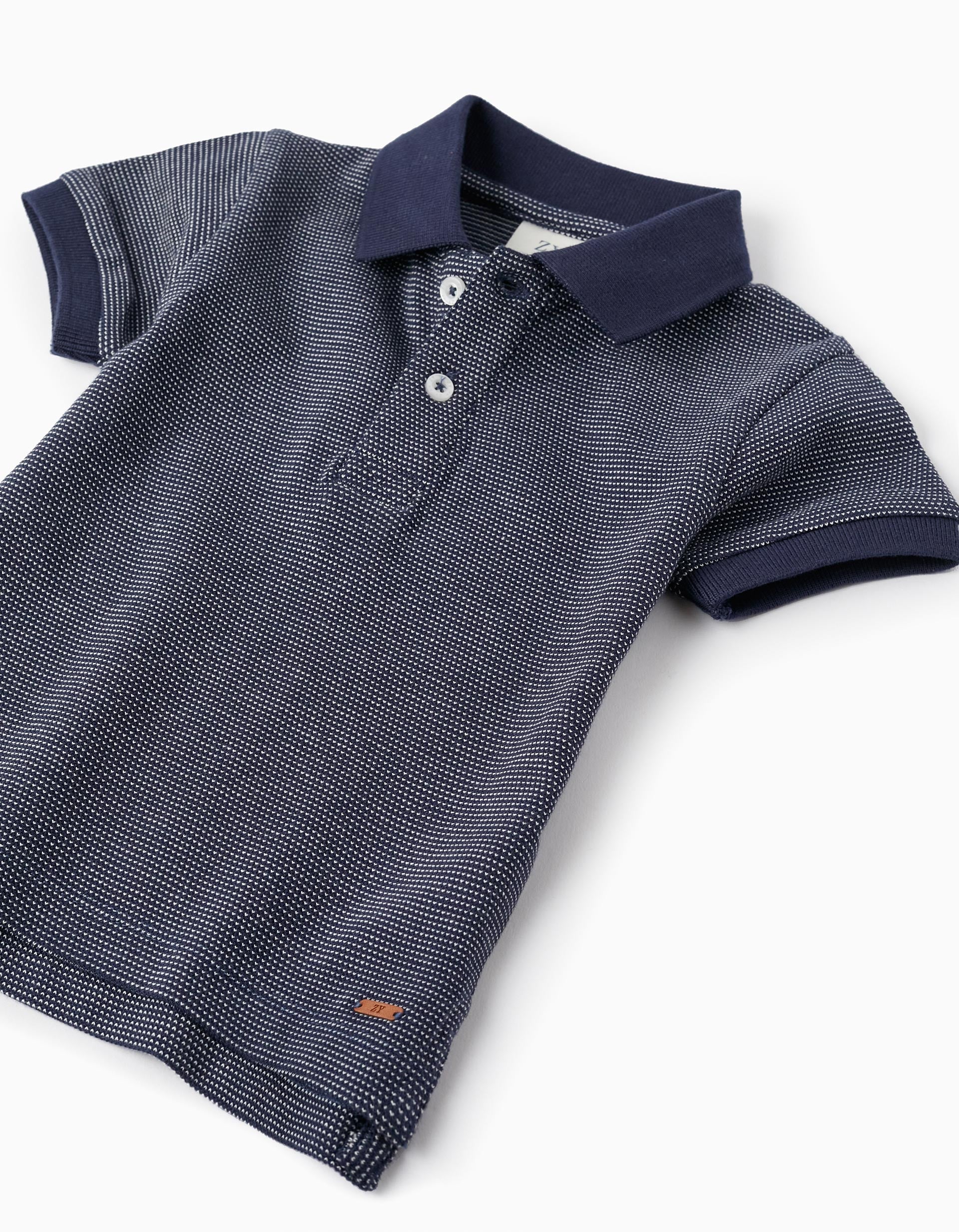 Polo en Piqué de Coton pour Bébé Garçon, Bleu Foncé