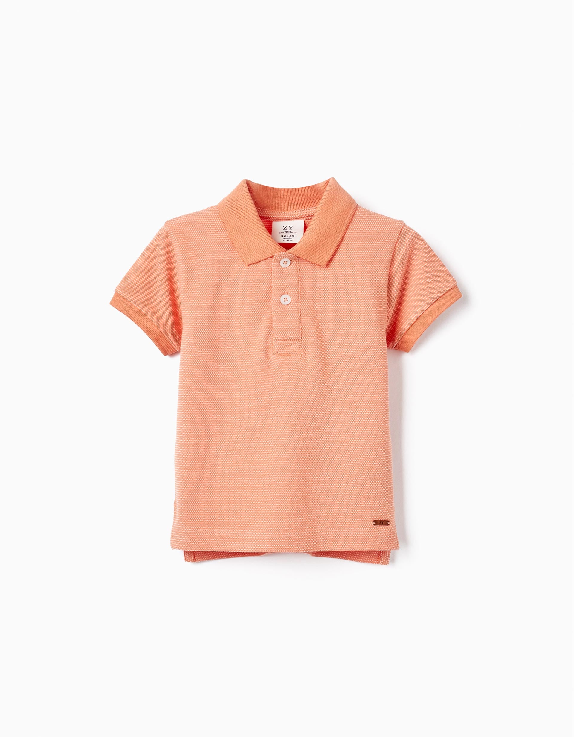 Polo en Piqué de Algodón para Bebé Niño, Naranja