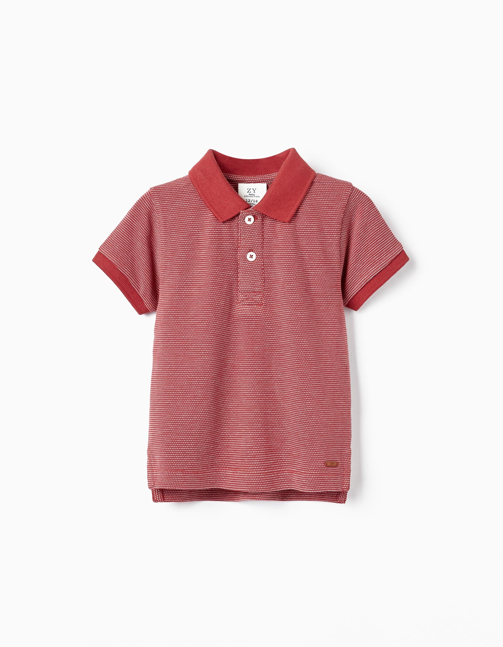 Polo en Piqué de Coton pour Bébé Garçon, Rouge Brique