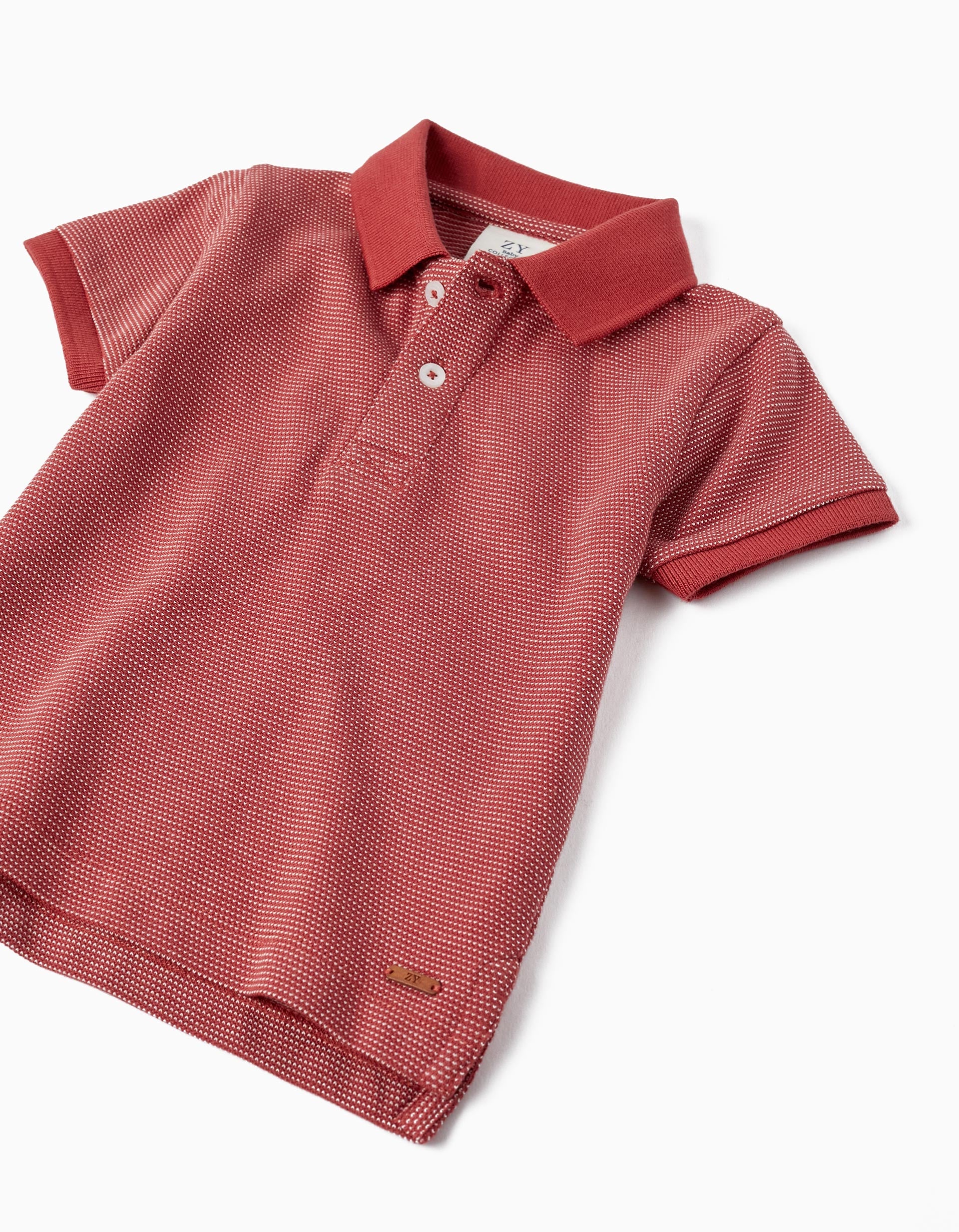 Polo en Piqué de Coton pour Bébé Garçon, Rouge Brique