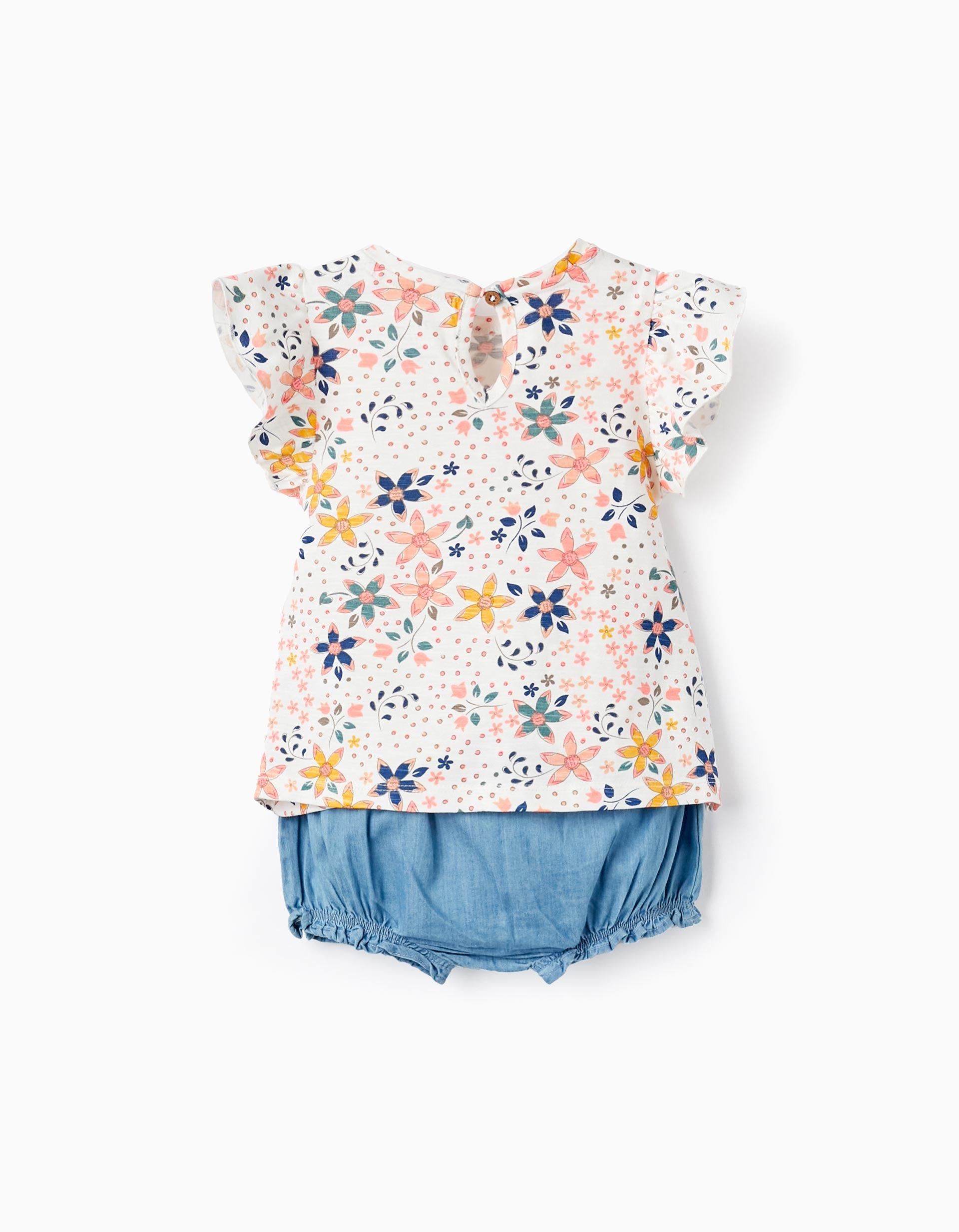 T-shirt + Bloomers for Baby Girls, White/Blue