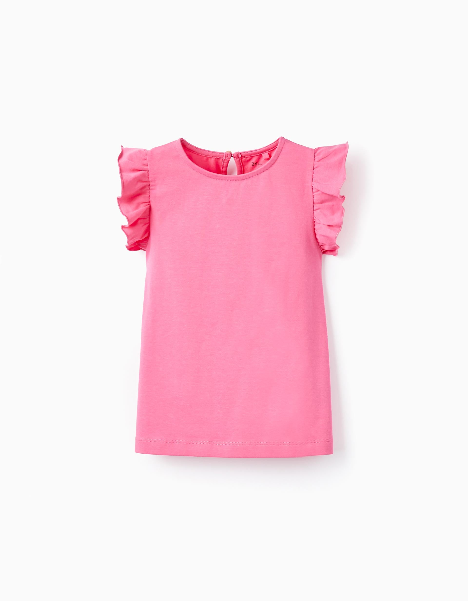 Cotton T-shirt with Ruffles for Girls, Pink