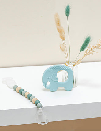 Silicone Soother Clip Sage Green Nattou