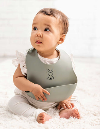 Silicone bib Sage Green Nattou