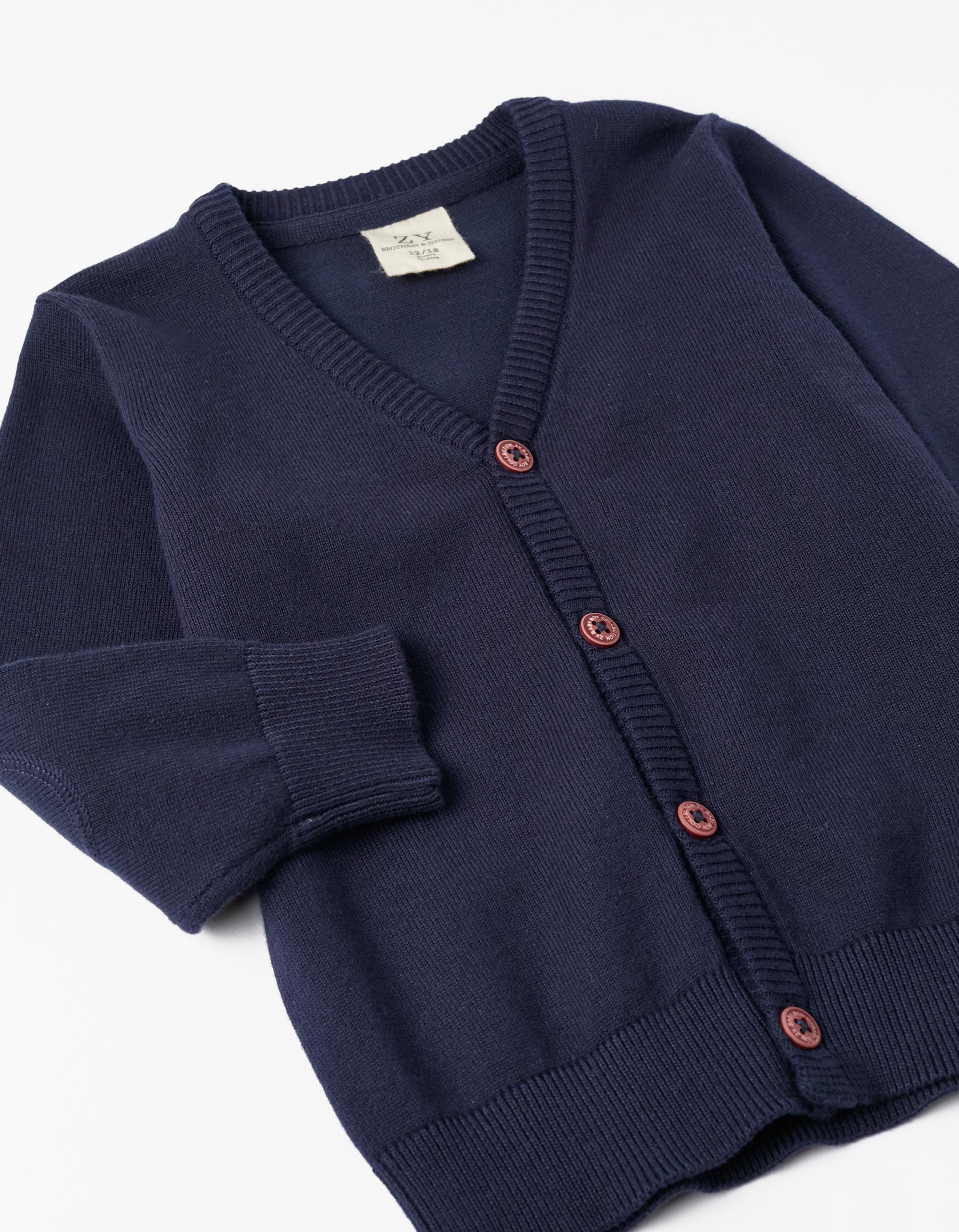 Chaqueta de Punto con Coderas para Bebé Niño 'B&S', Azul Oscuro