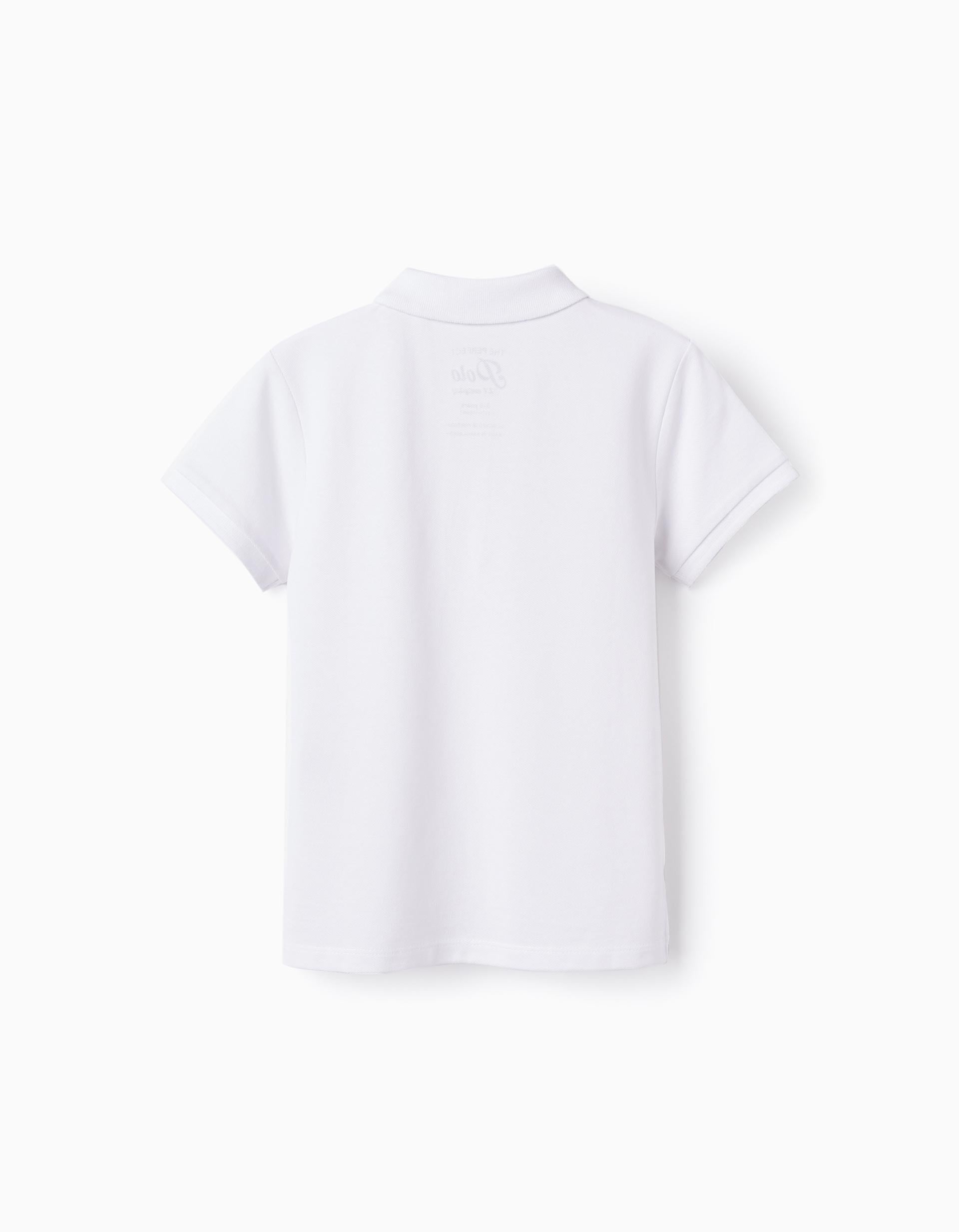 Cotton Polo for Boys, White