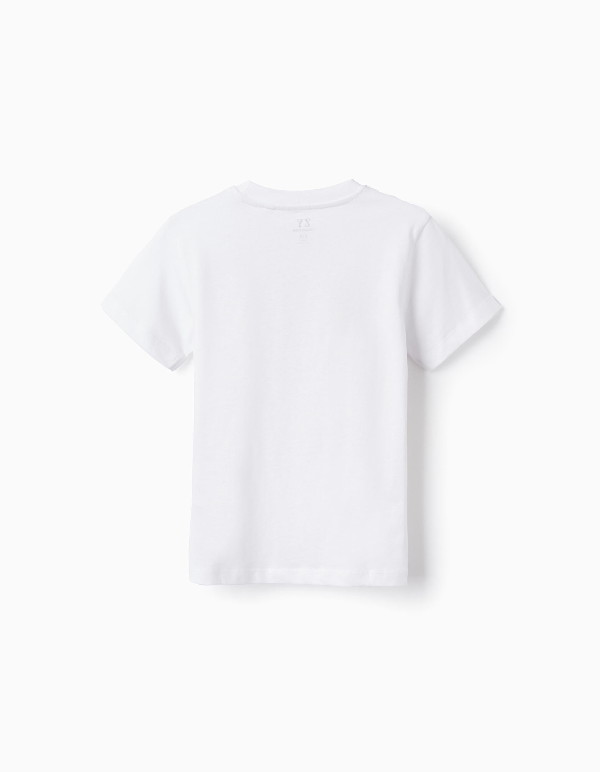 Short Sleeve in T-Shirt Cotton for Boys 'Cubisme', White