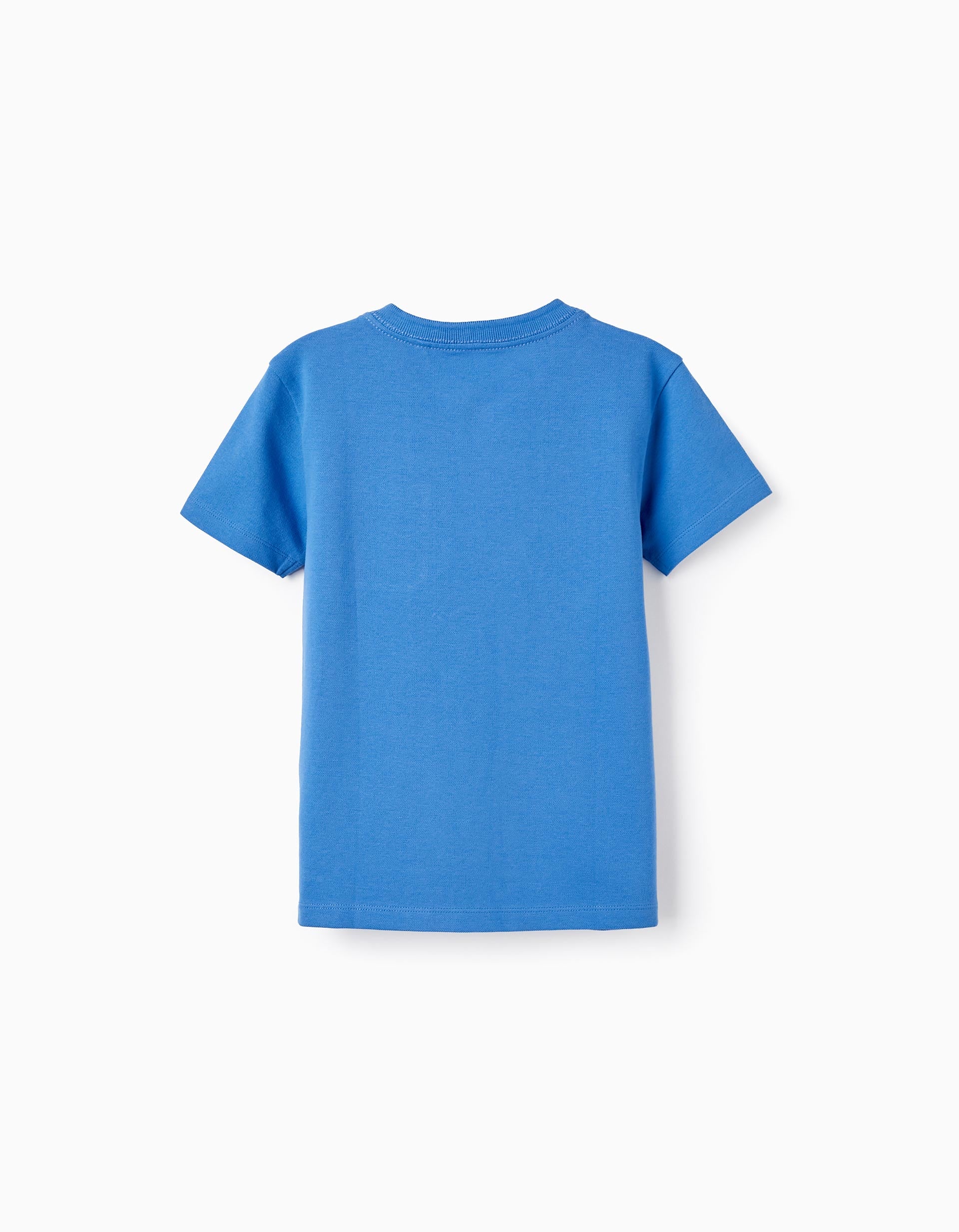 T-shirt à manches courtes en piqué de coton pour garçon, Bleu