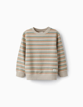 Striped Knit Jumper for Boys, Beige