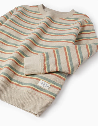 Striped Knit Jumper for Boys, Beige