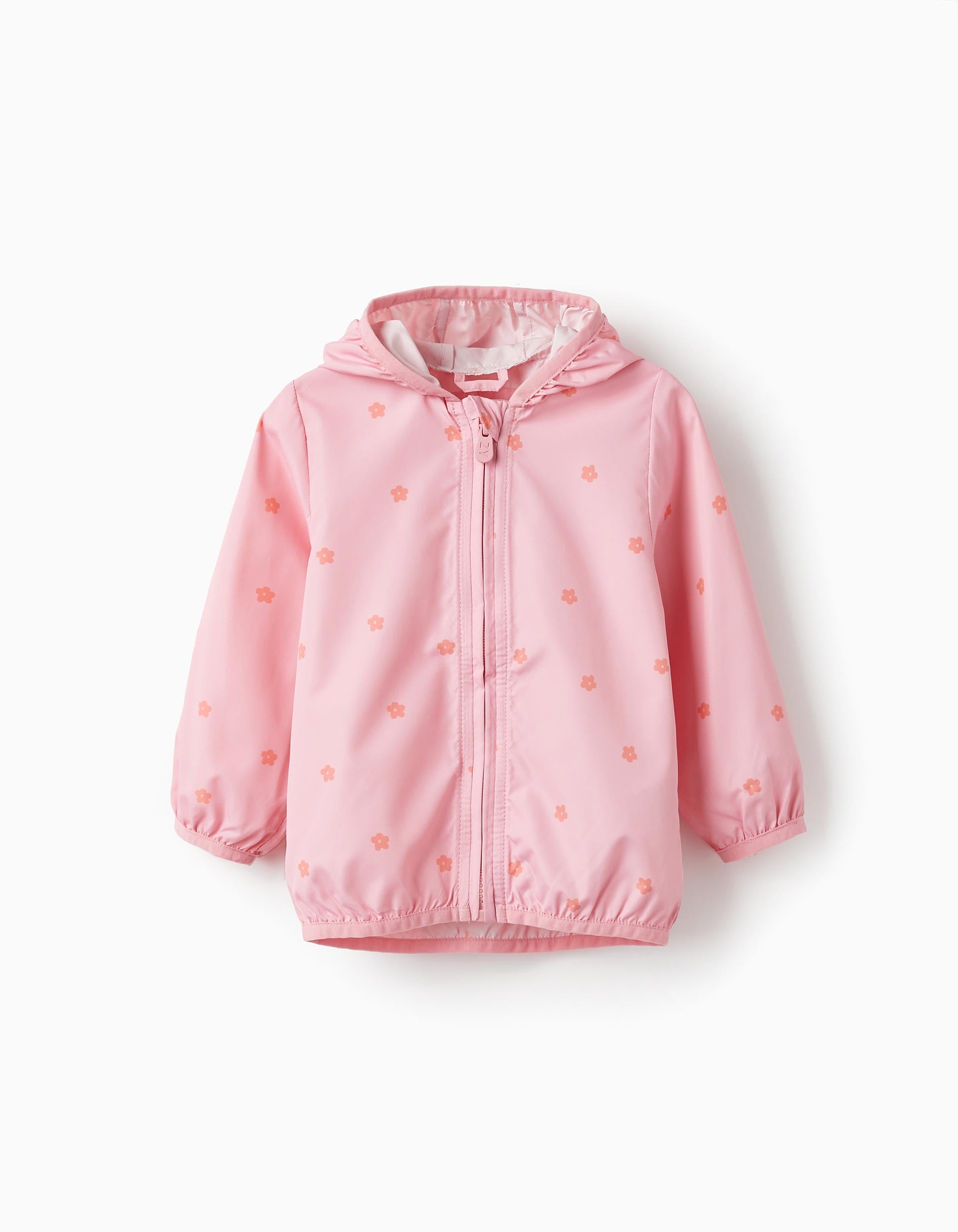 Hooded Windbreaker Jacket for Baby Girls 'Floral', Light Pink